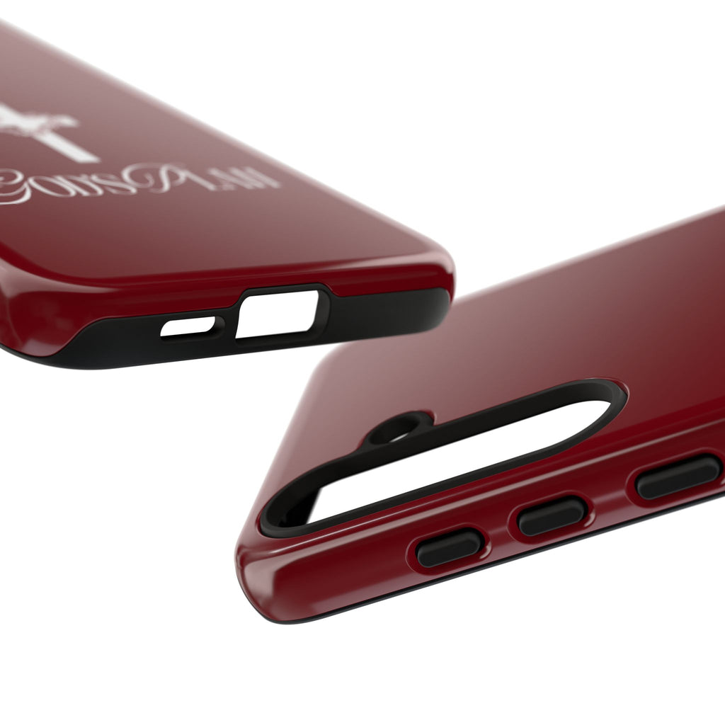 God's Plan — Christian Tough Phone Case | Cross Faith Burgundy Cover