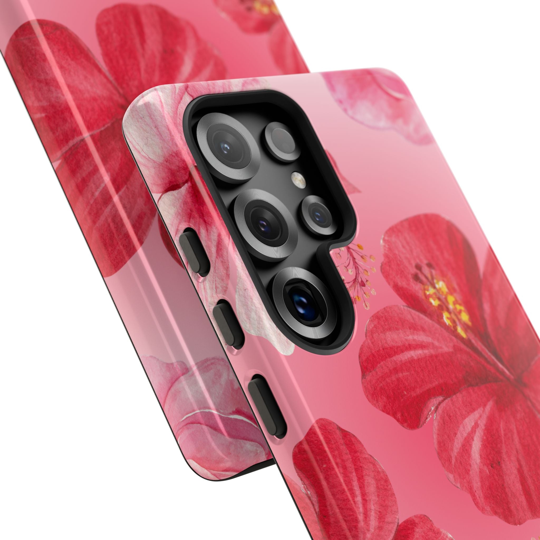 Hibiscus Pink Tough Phone Case — Floral Tropical Protective Cover