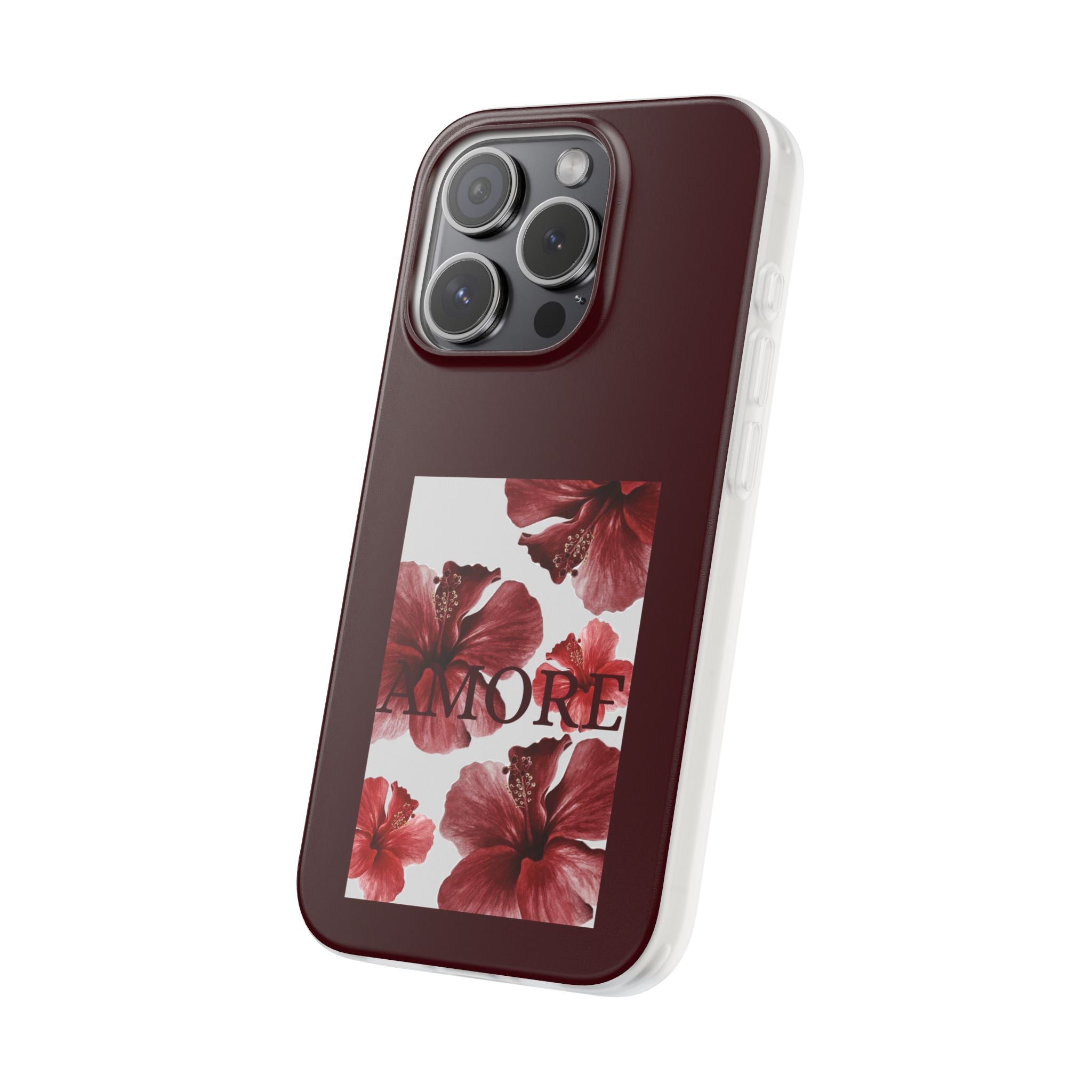 Floral Amore Phone Case — Burgundy Hibiscus Flexible Protection