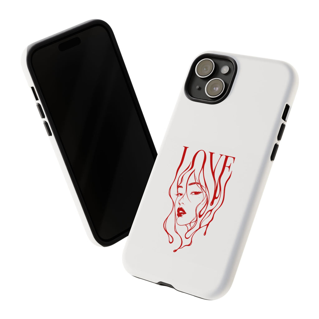 Red Line Art 'Love' Face Design - Tough Case