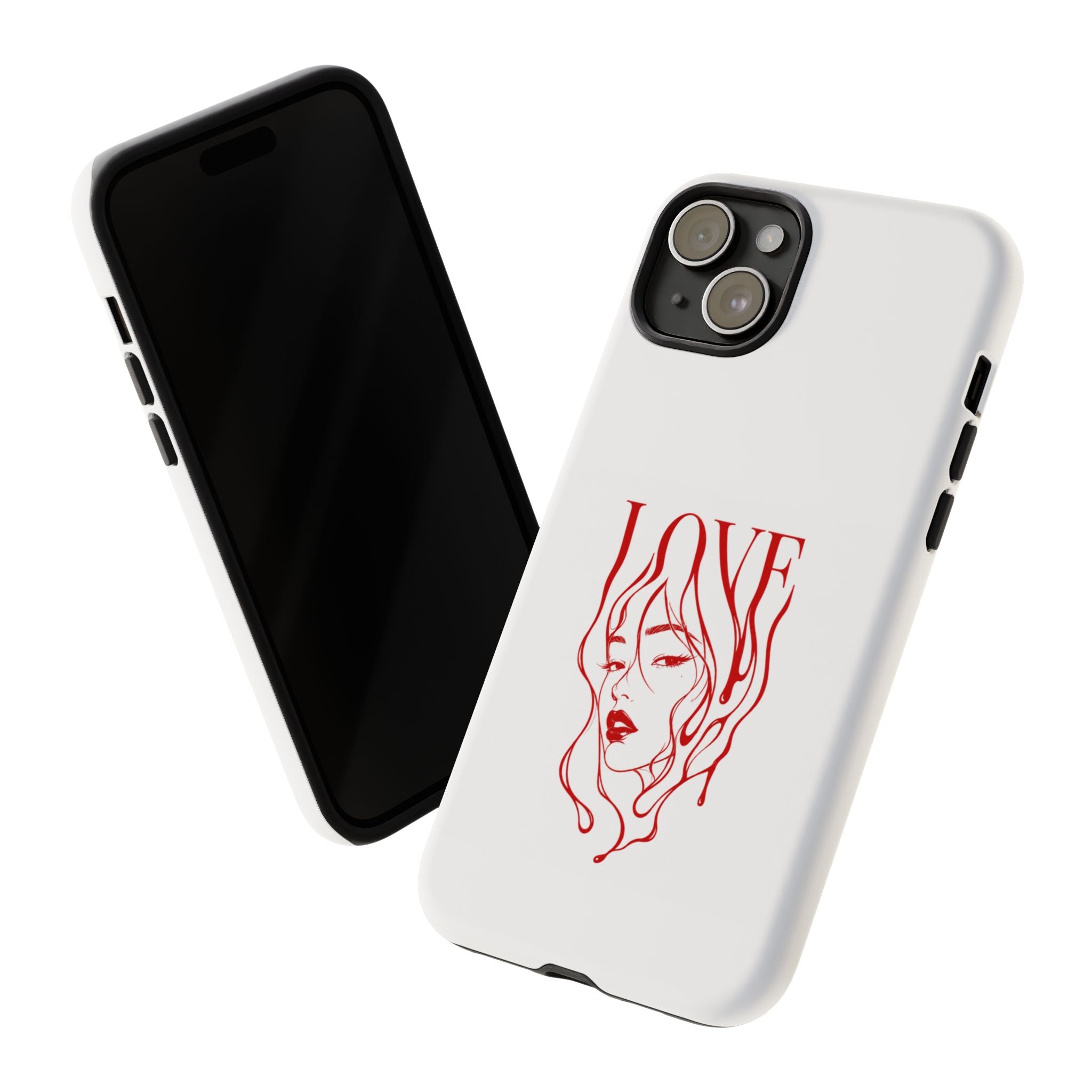Red Line Art 'Love' Face Design - Tough Case