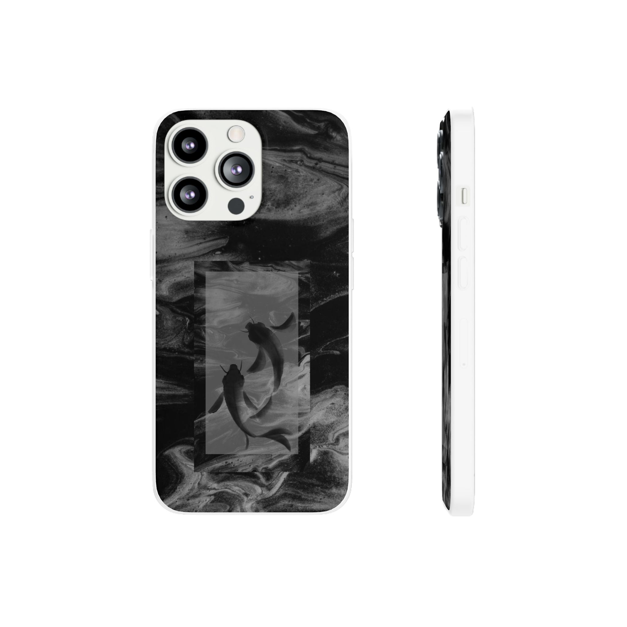 Black Koi Phone Case — Minimalist Monochrome Fish Design