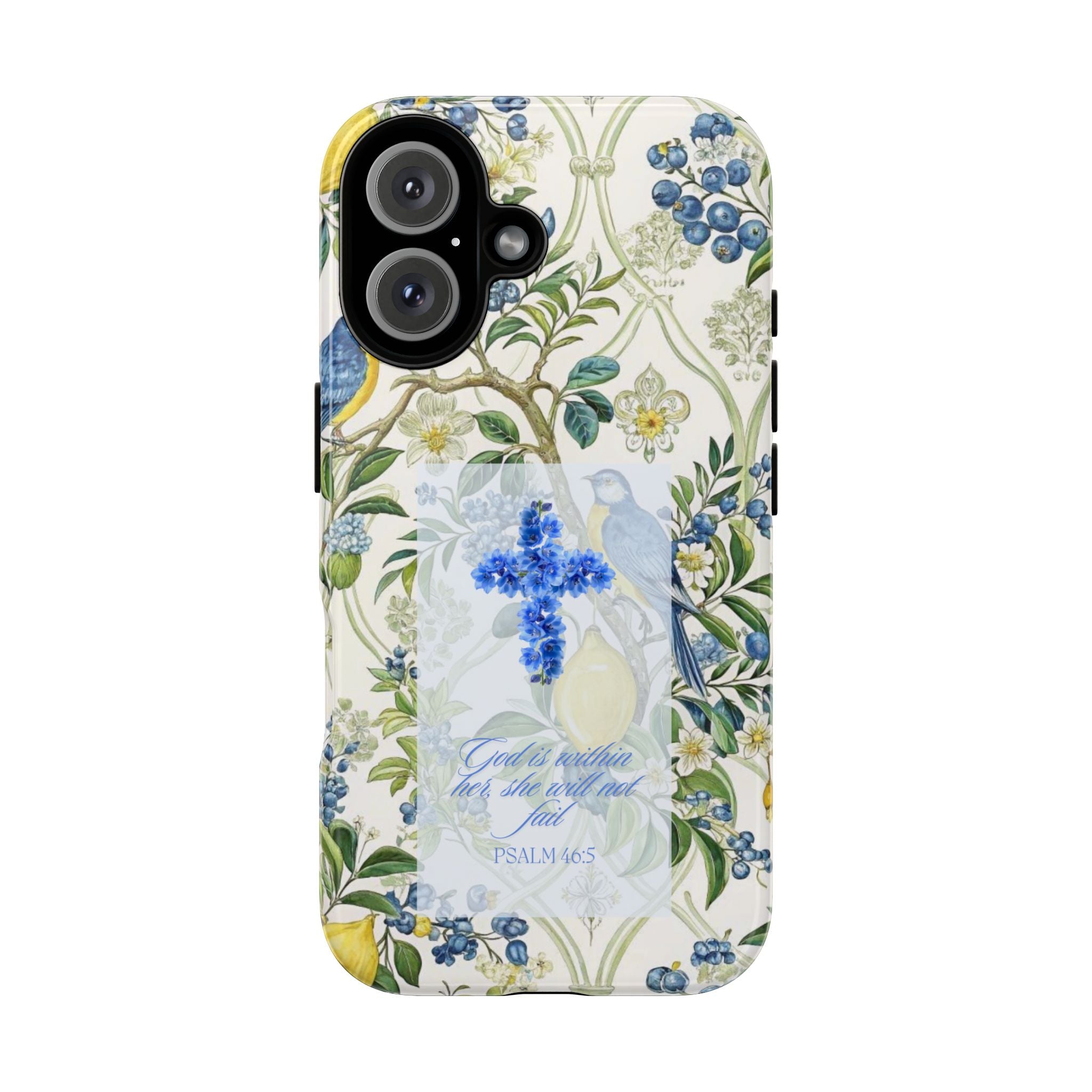 Floral Cross Tough Phone Case — Psalms Blessing Protective Cover
