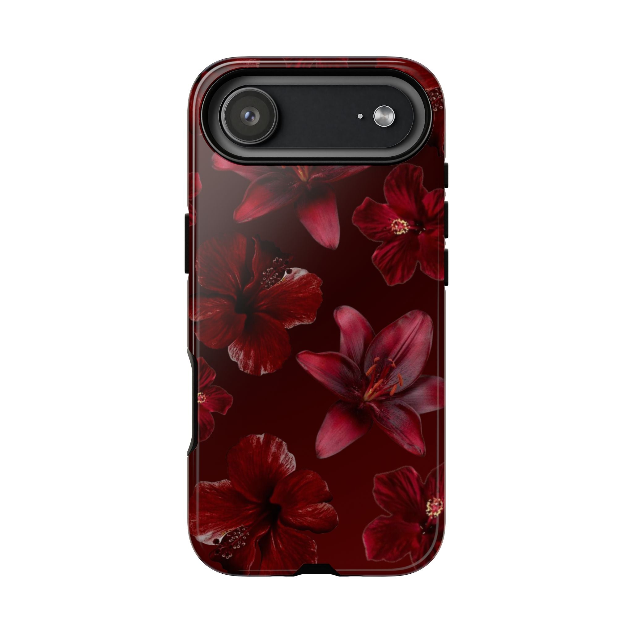 Tough Cases - Dark Red Floral Phone Case