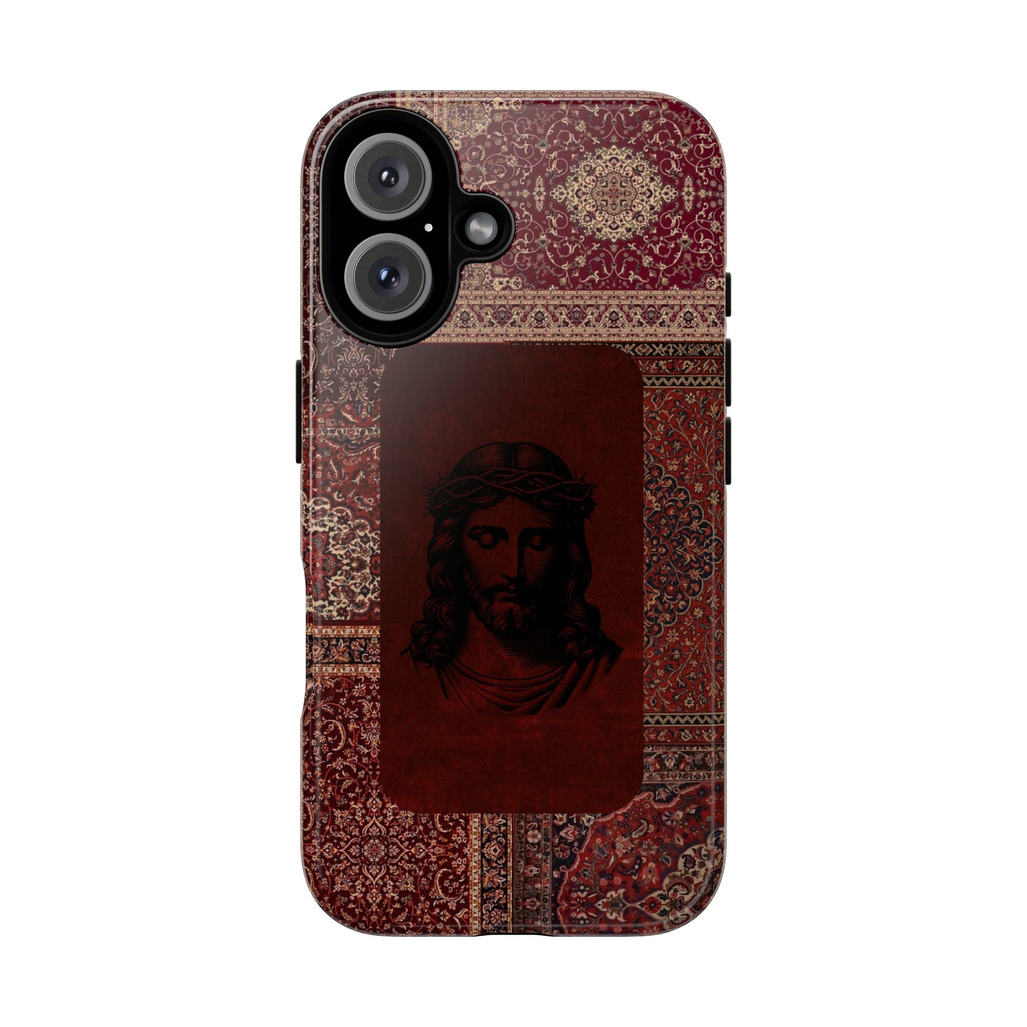 Religious Vintage Rug Phone Case — Jesus Portrait Tough Case