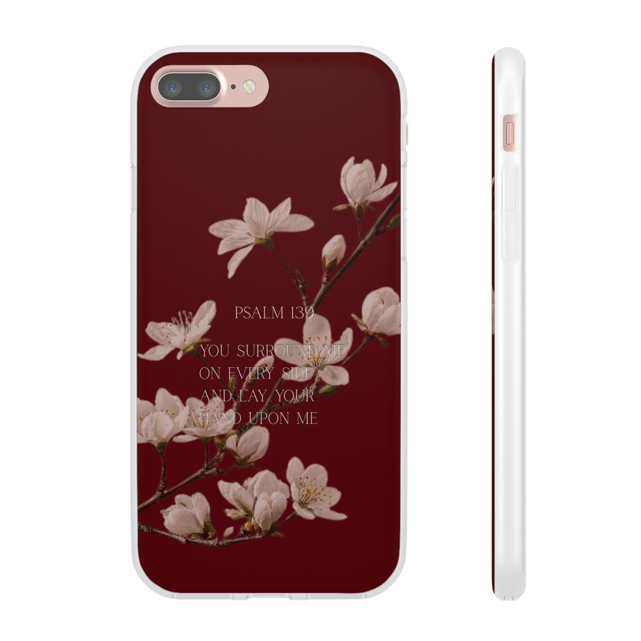 Floral Psalm Phone Case — Psalm 139 Scripture Cherry Blossom iPhone Cover