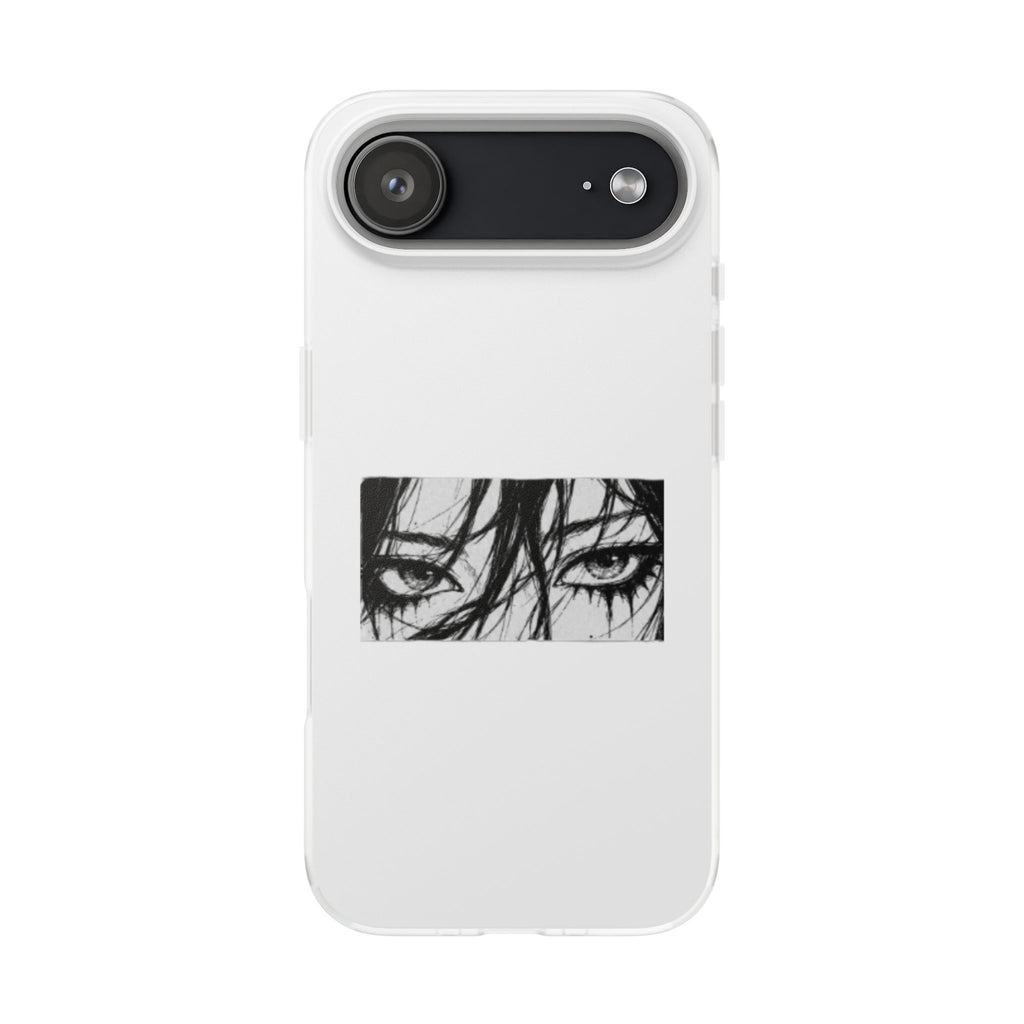 Anime Eyes Illustration Phone Case - Moody Black & White Flexi Case