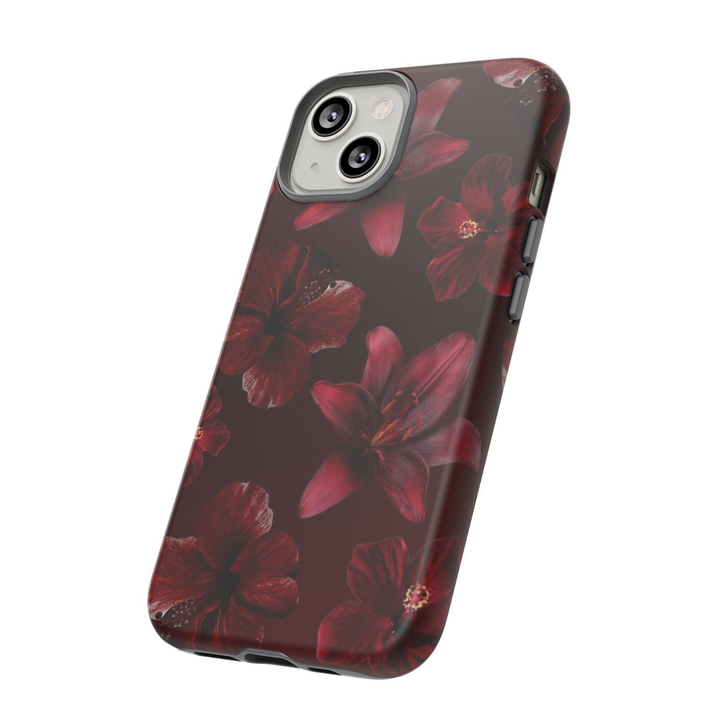 Tough Cases - Dark Red Floral Phone Case