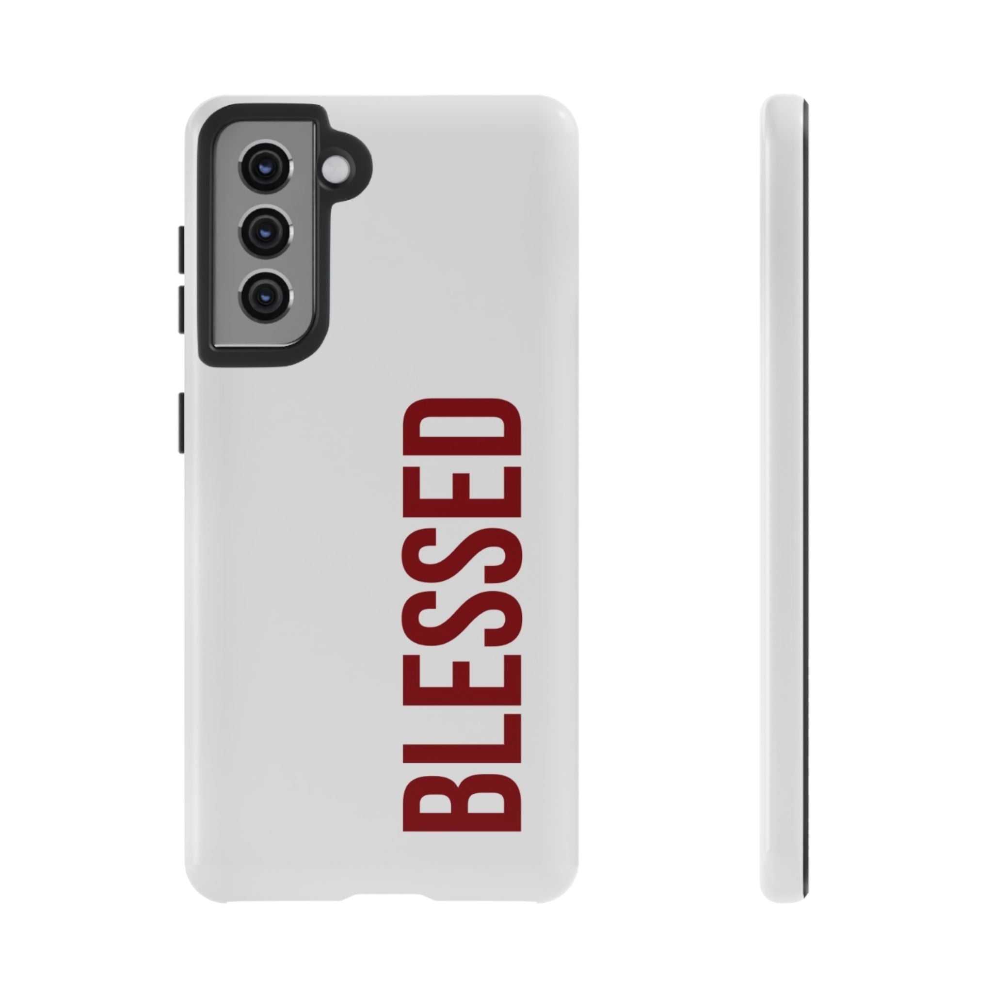 Blessed Vertical Phone Case — Protective Slim iPhone Cover with Red 'BLESSED' Text