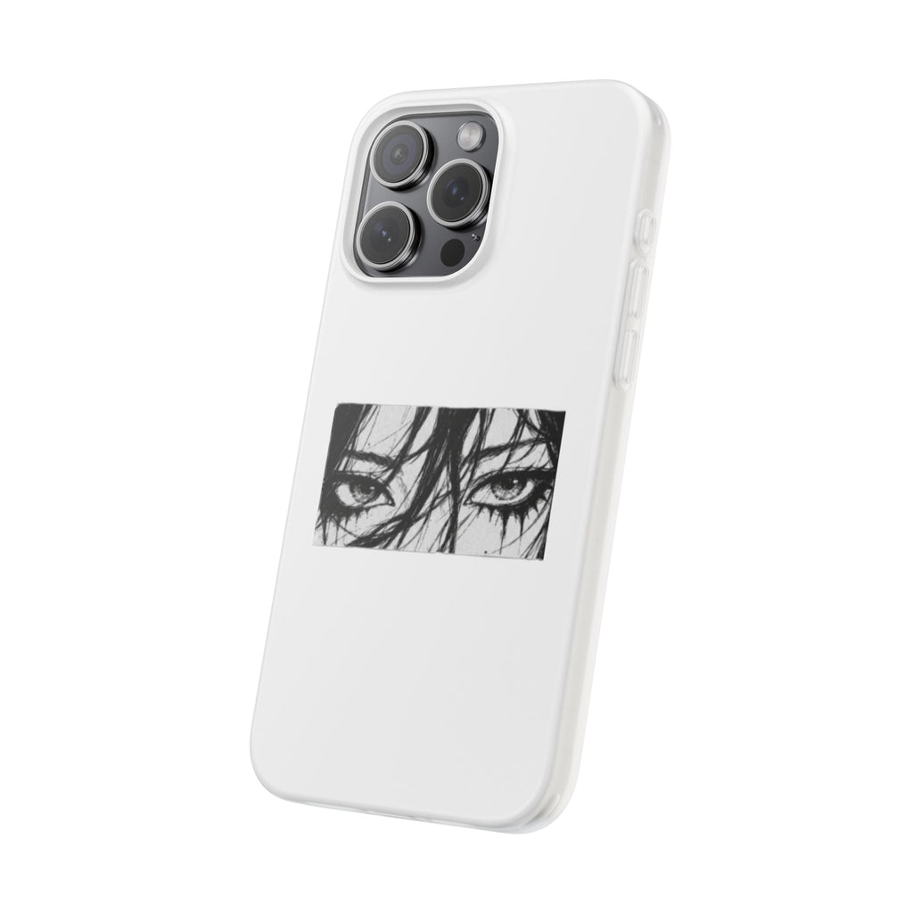 Anime Eyes Illustration Phone Case - Moody Black & White Flexi Case