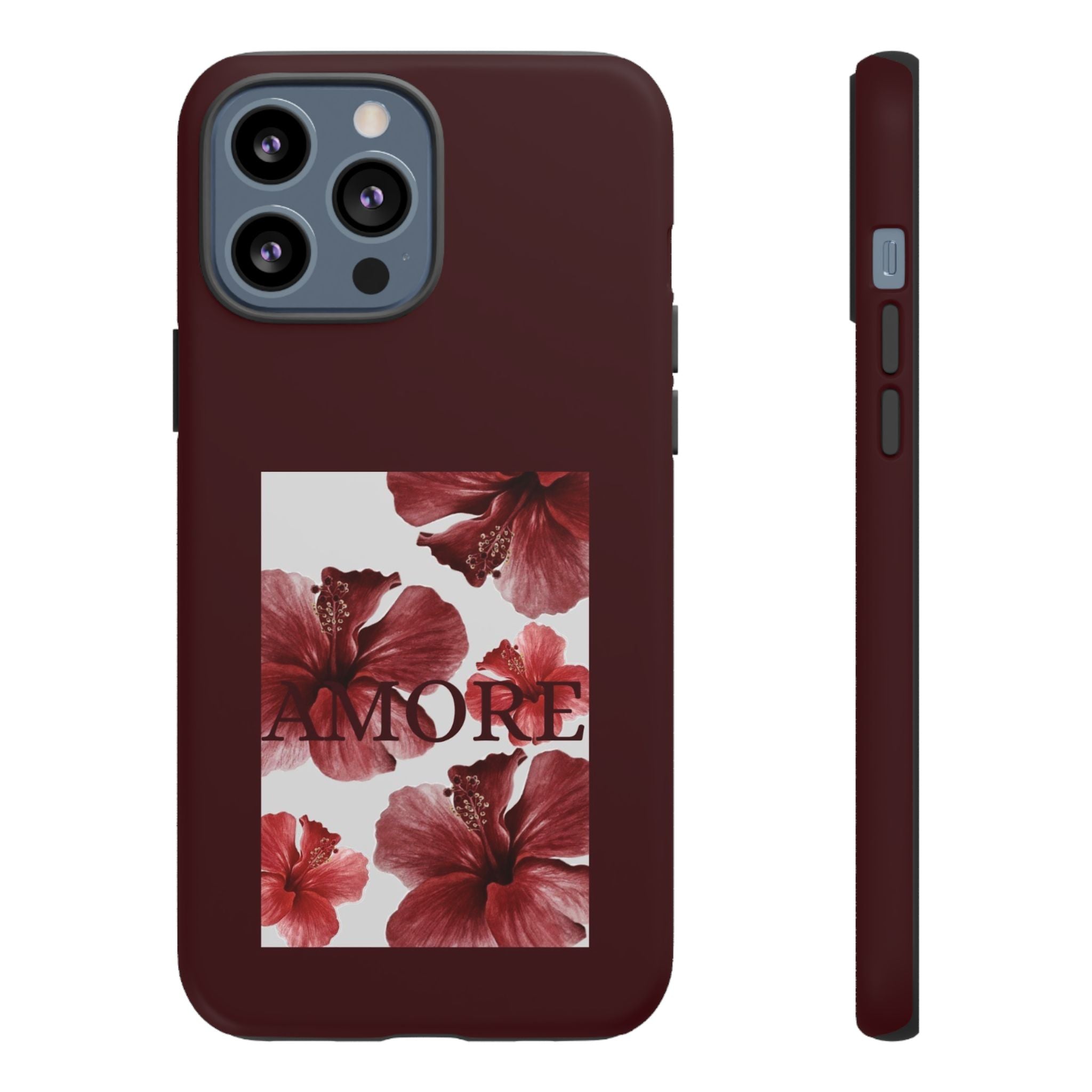Amore Floral Phone Case — Burgundy Tough Protective Cover