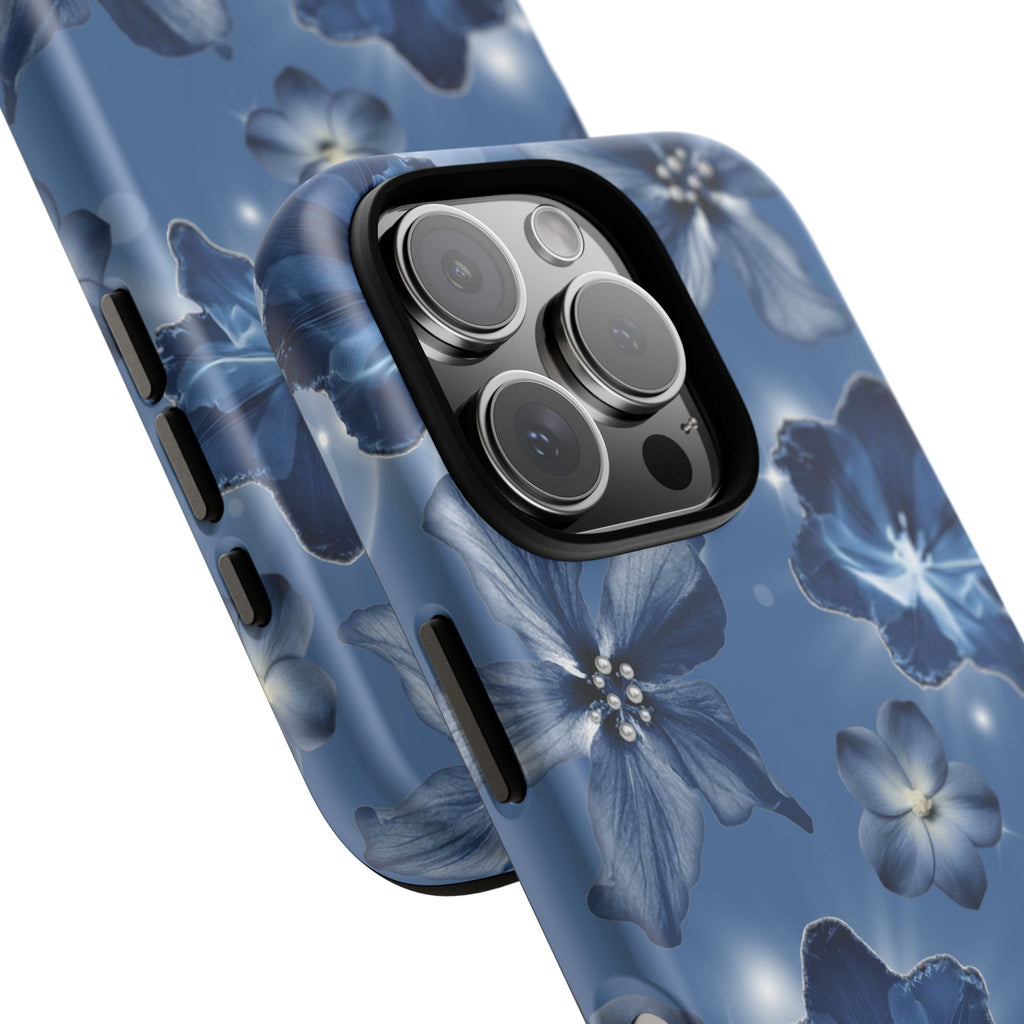 Blue Floral Tough Phone Case — Protective Blossom Design