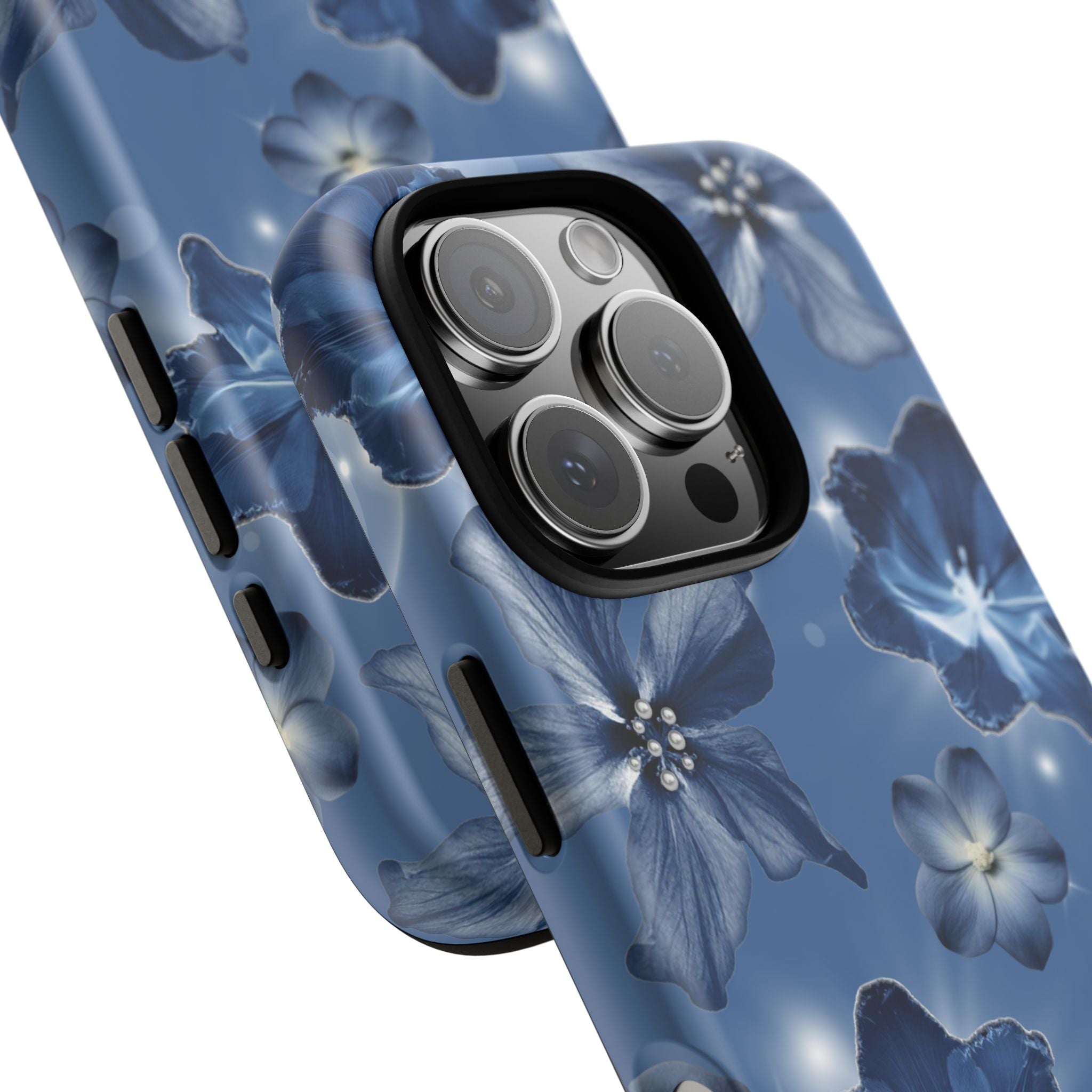 Blue Floral Tough Phone Case — Protective Blossom Design