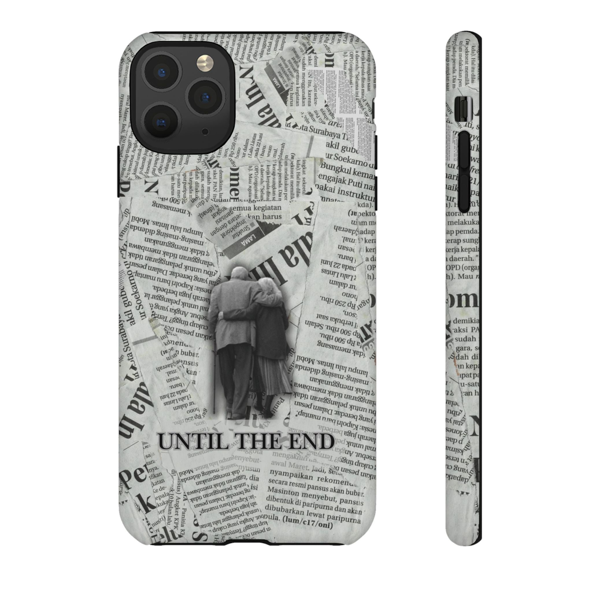 Until the End Newspaper Collage Phone Case