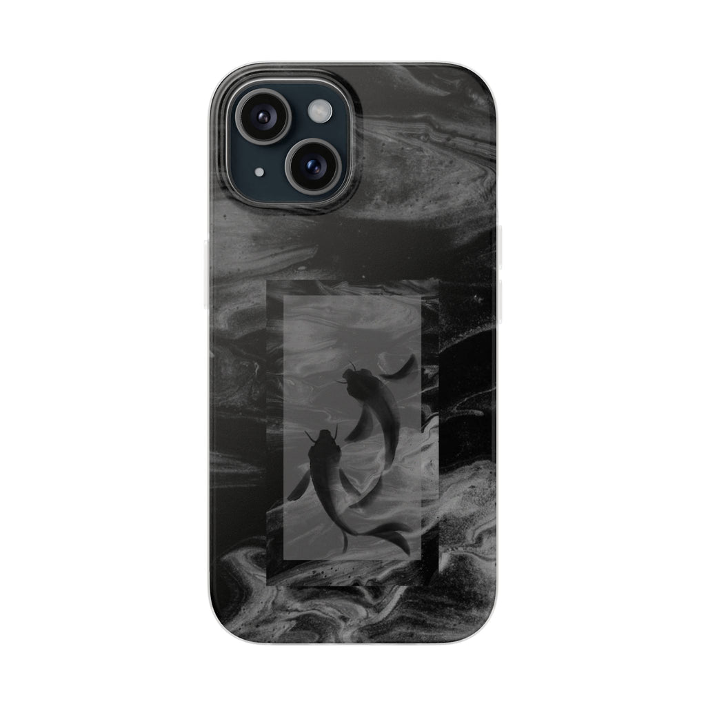 Black Koi Phone Case — Minimalist Monochrome Fish Design