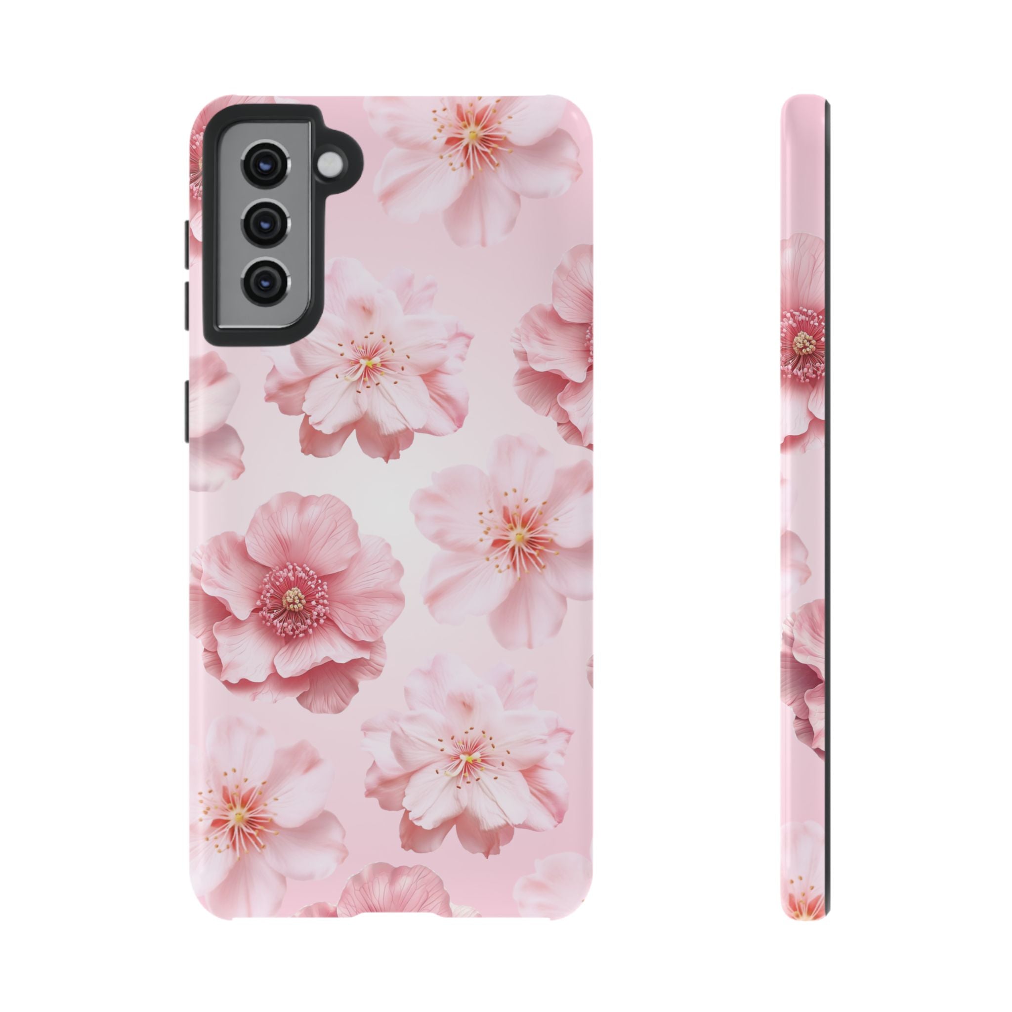 Pink Floral Tough Phone Case — Protective Sakura Blossom Design