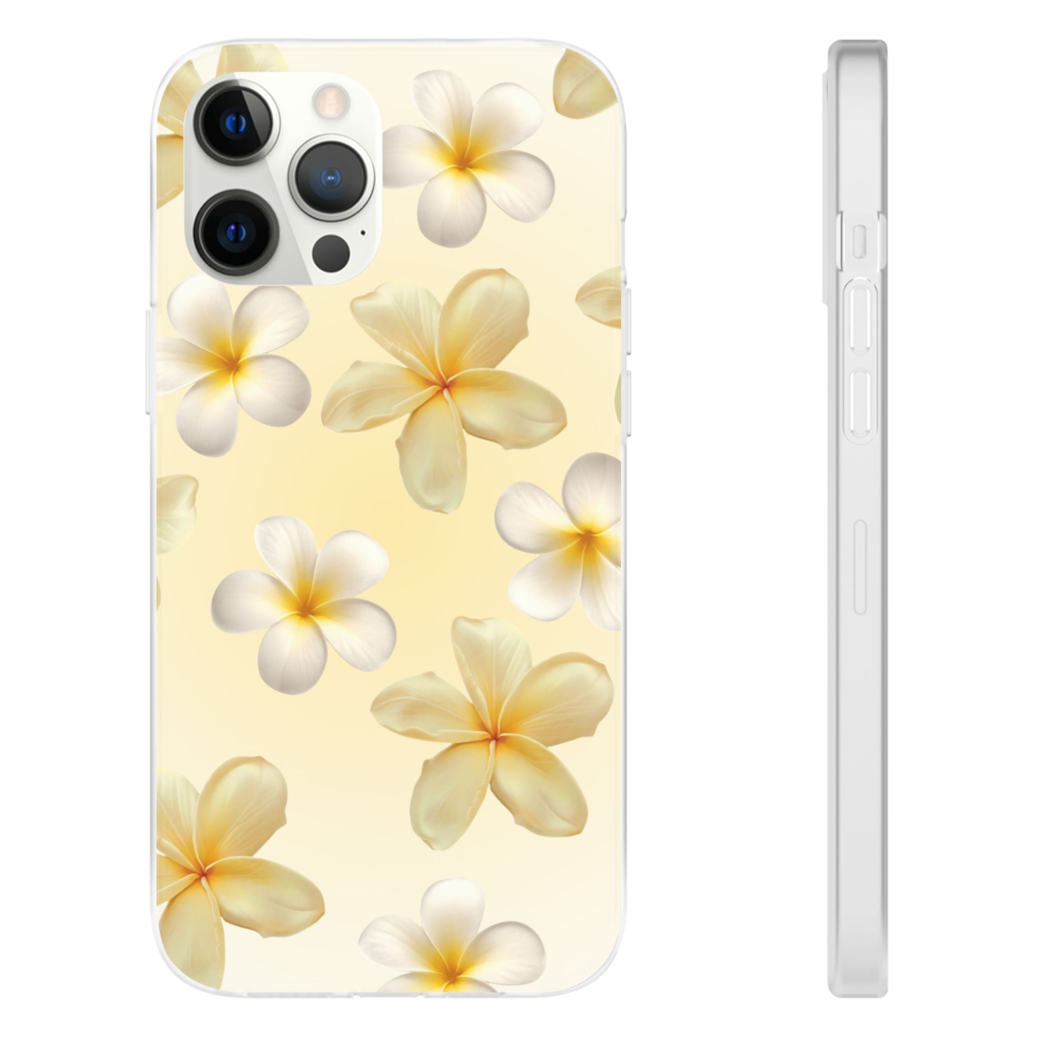 Plumeria Floral Flexi Phone Case — Tropical Yellow Flower Protective Cover