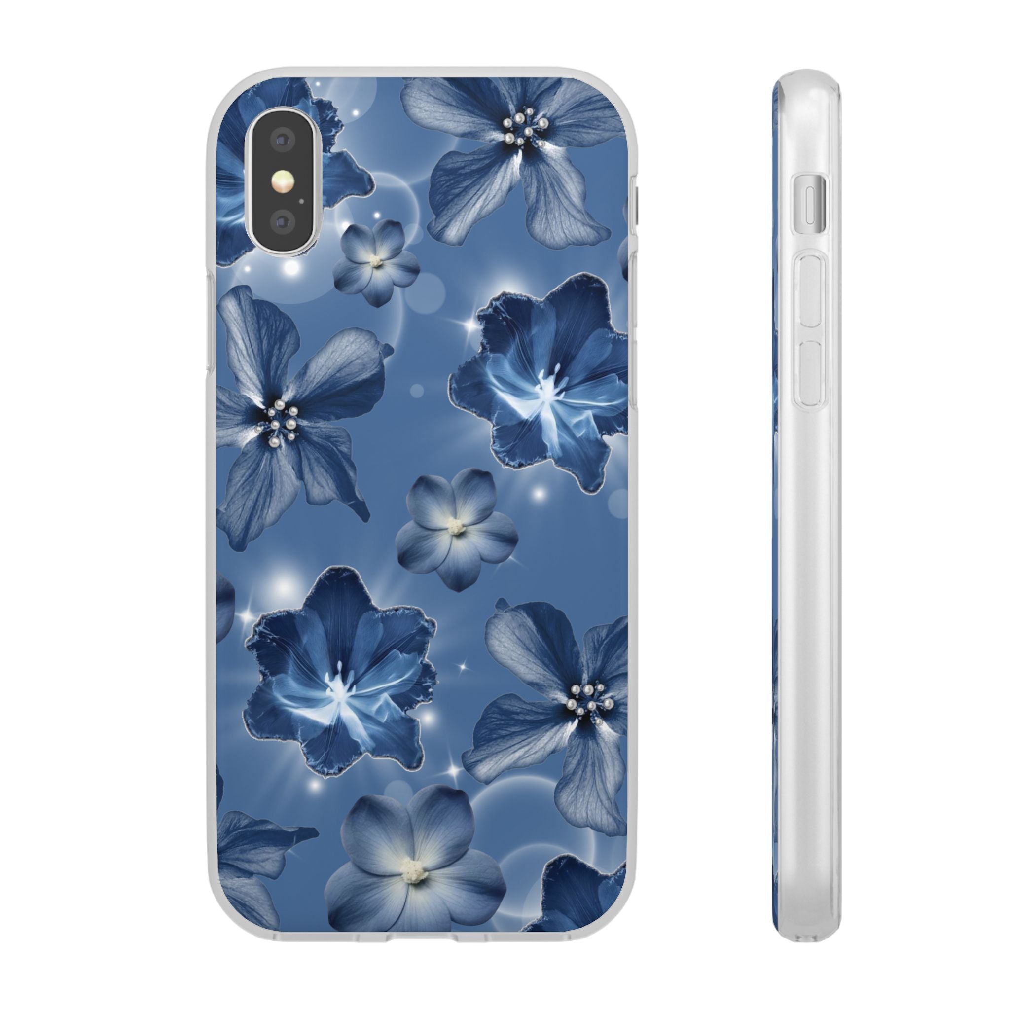 Blue Floral Phone Case — Soft Blue Blossoms Pattern for iPhone