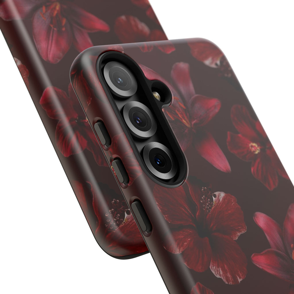 Tough Cases - Dark Red Floral Phone Case