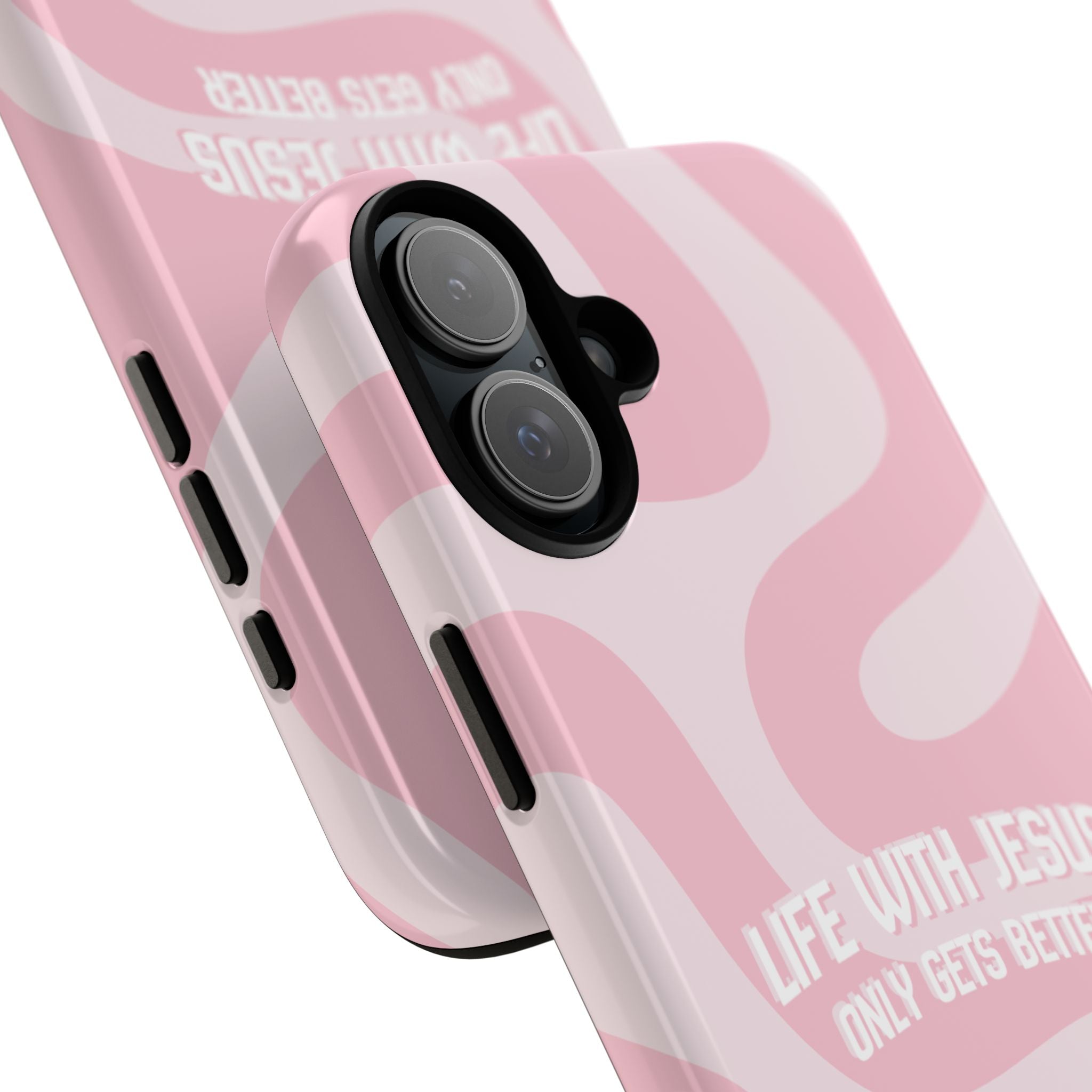 Pink Swirl Phone Case - "Life With Jesus Only Gets Better" Christian iPhone Cover