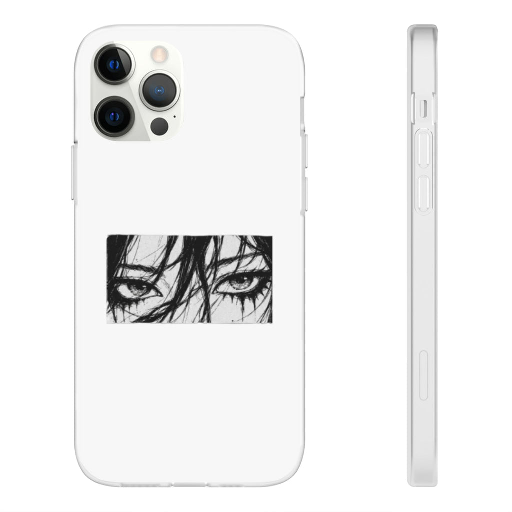 Anime Eyes Illustration Phone Case - Moody Black & White Flexi Case