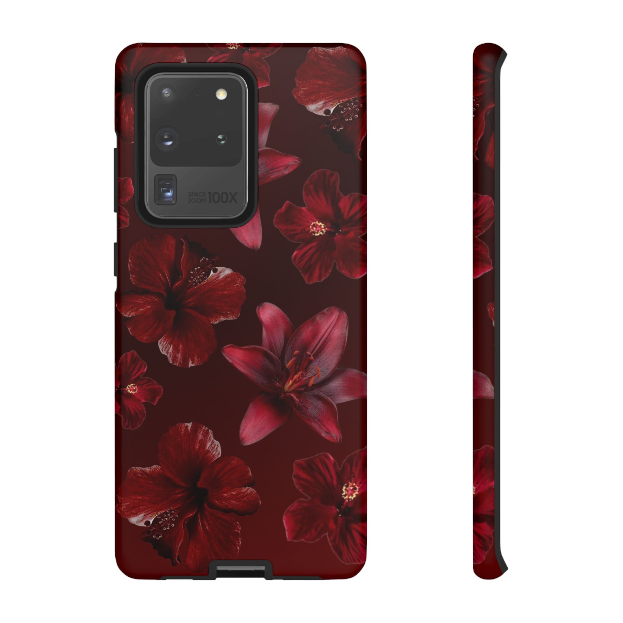 Tough Cases - Dark Red Floral Phone Case