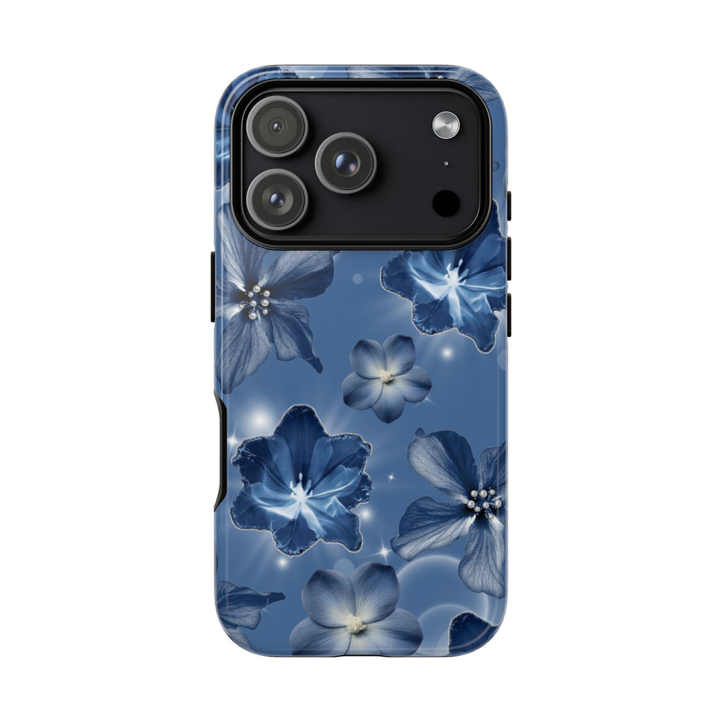 Blue Floral Tough Phone Case — Protective Blossom Design