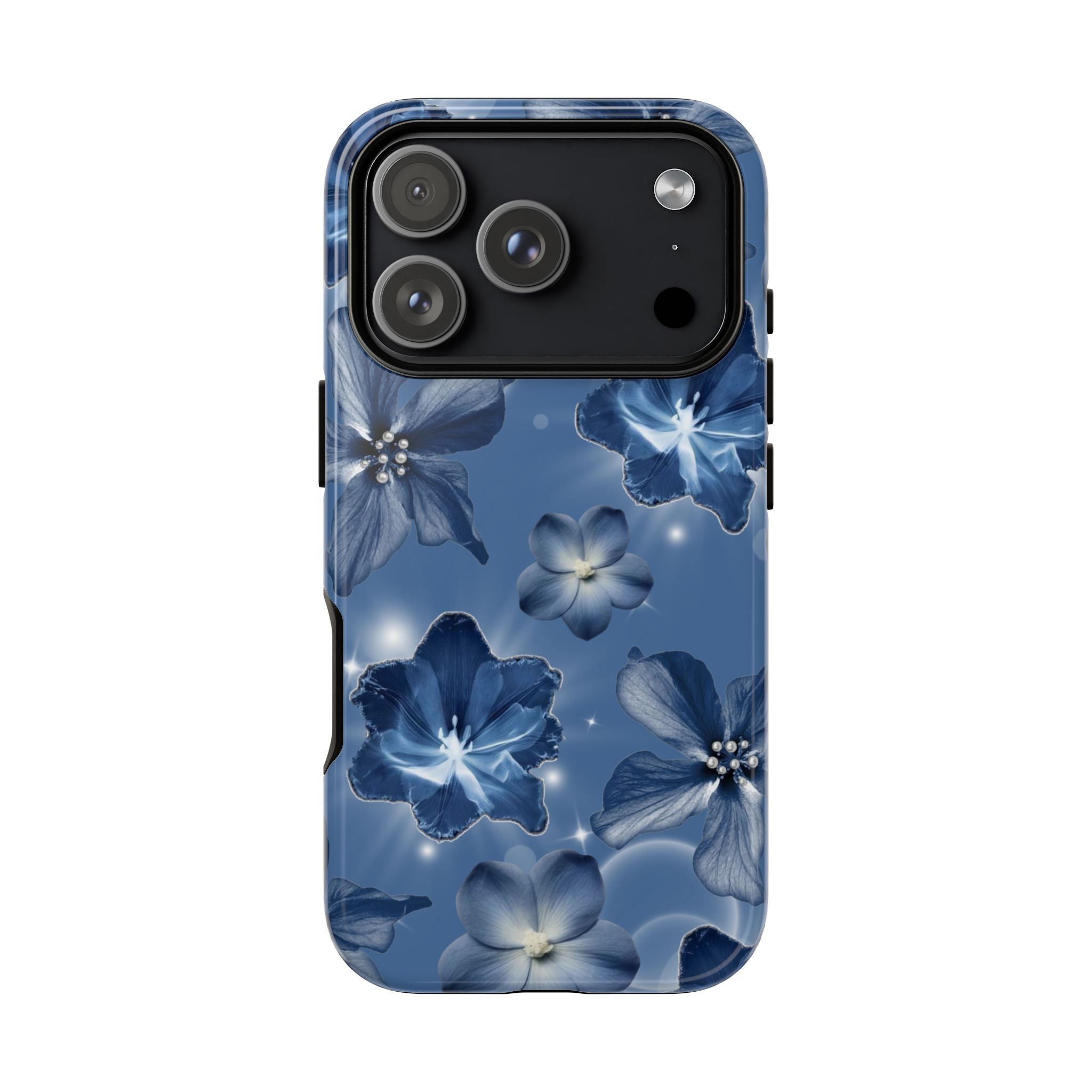 Blue Floral Tough Phone Case — Protective Blossom Design