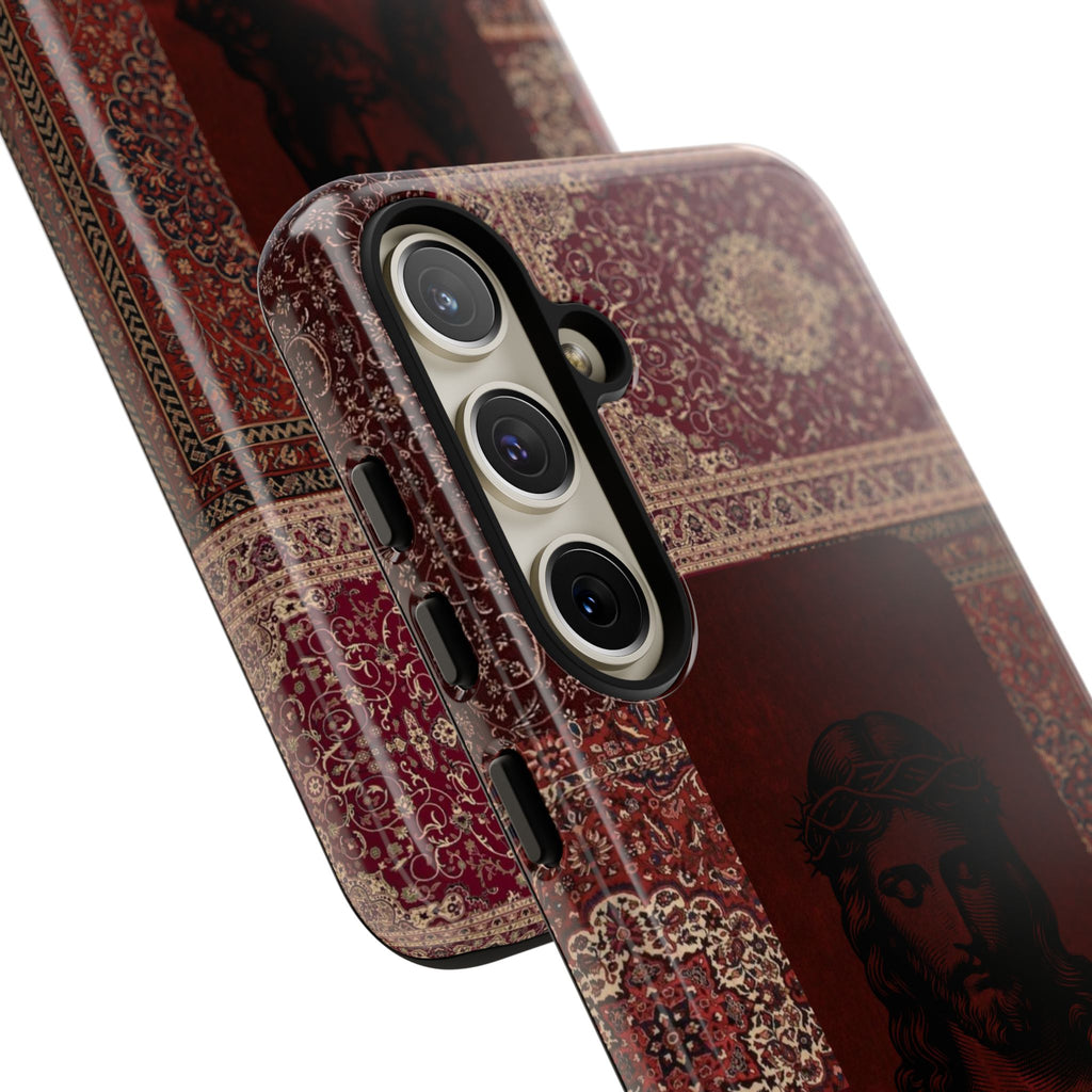 Religious Vintage Rug Phone Case — Jesus Portrait Tough Case