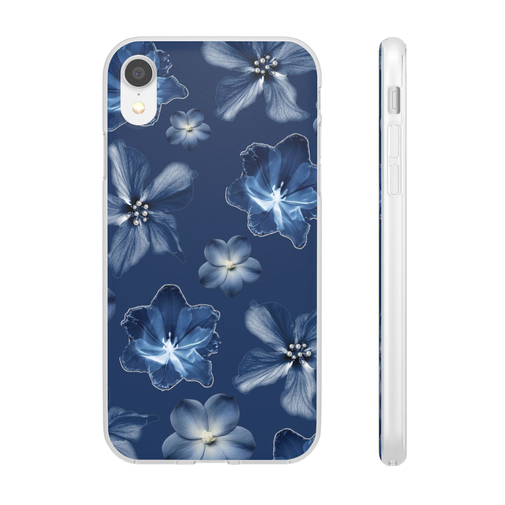 Floral Blue Phone Case — Navy Watercolor Blossom Flexi Case