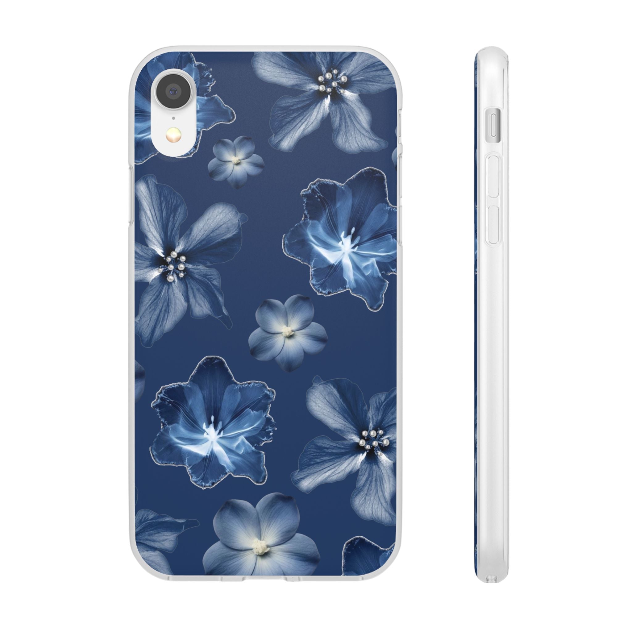Floral Blue Phone Case — Navy Watercolor Blossom Flexi Case