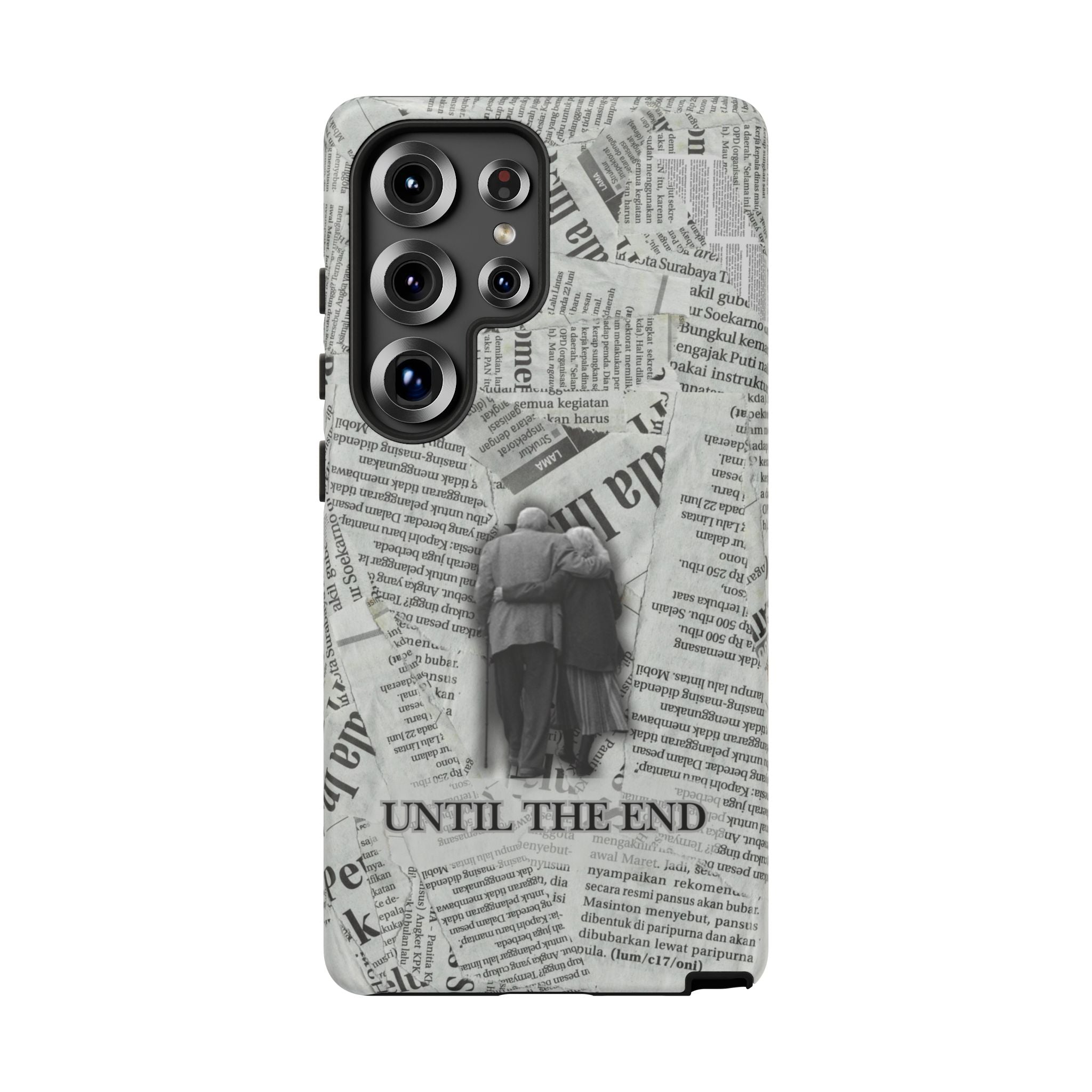 Until the End Newspaper Collage Phone Case