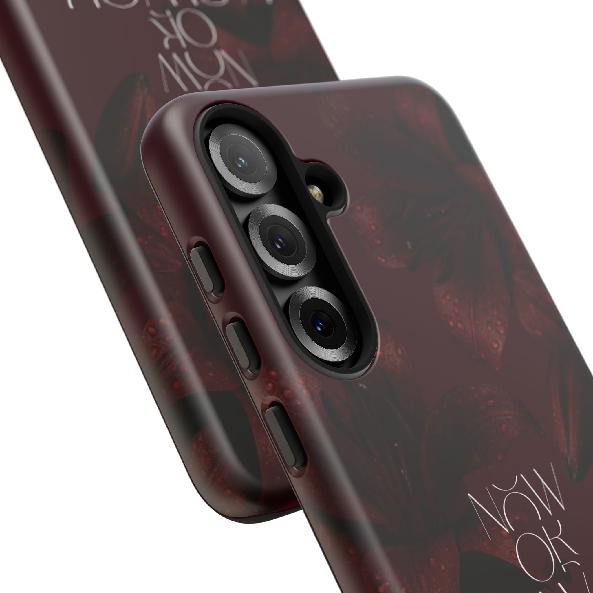 Tough Cases – Burgundy Floral “Now or Never” Protective Phone Case