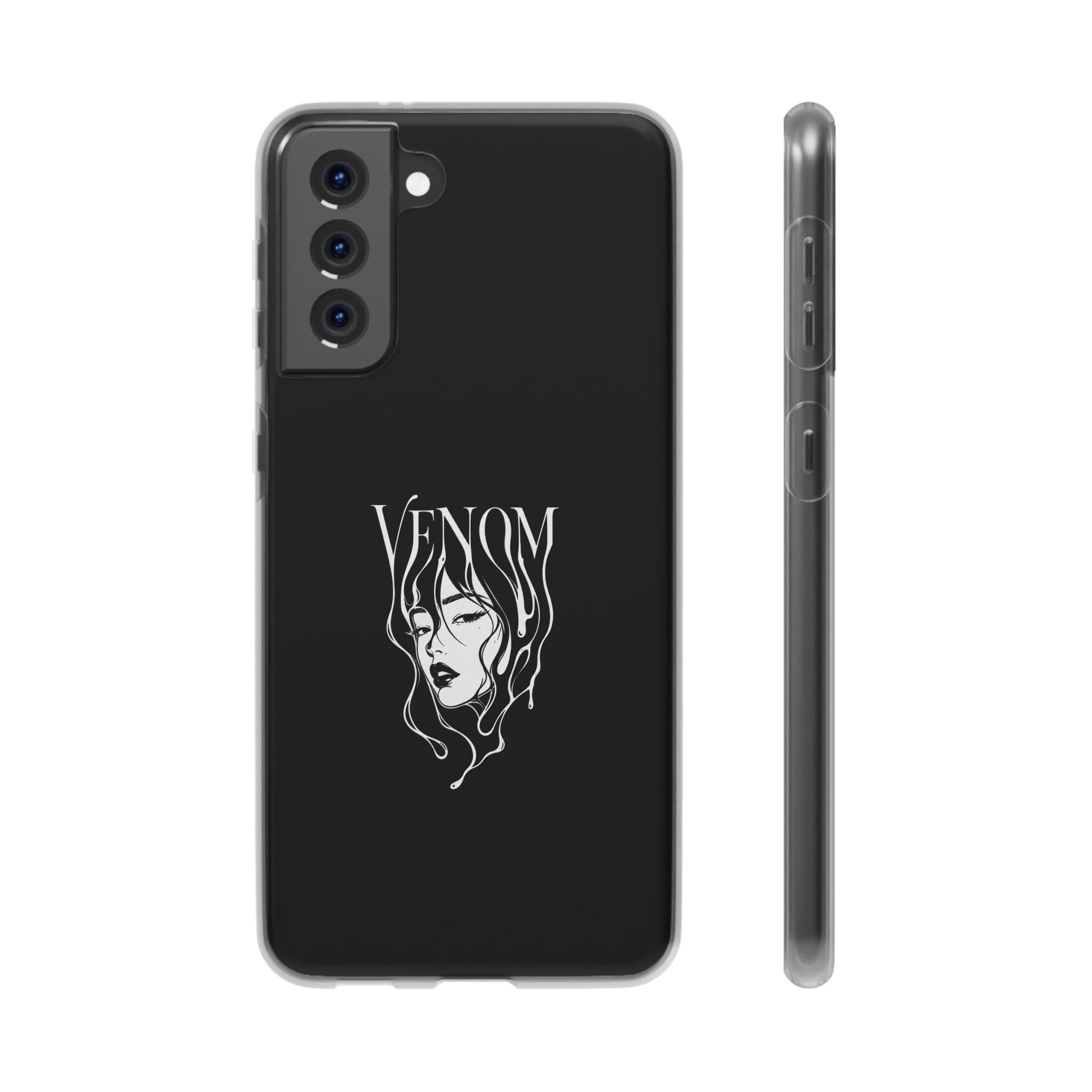 Venom Goth Phone Case — Black Protective Flexible Phone Case with Dark Femme Artwork