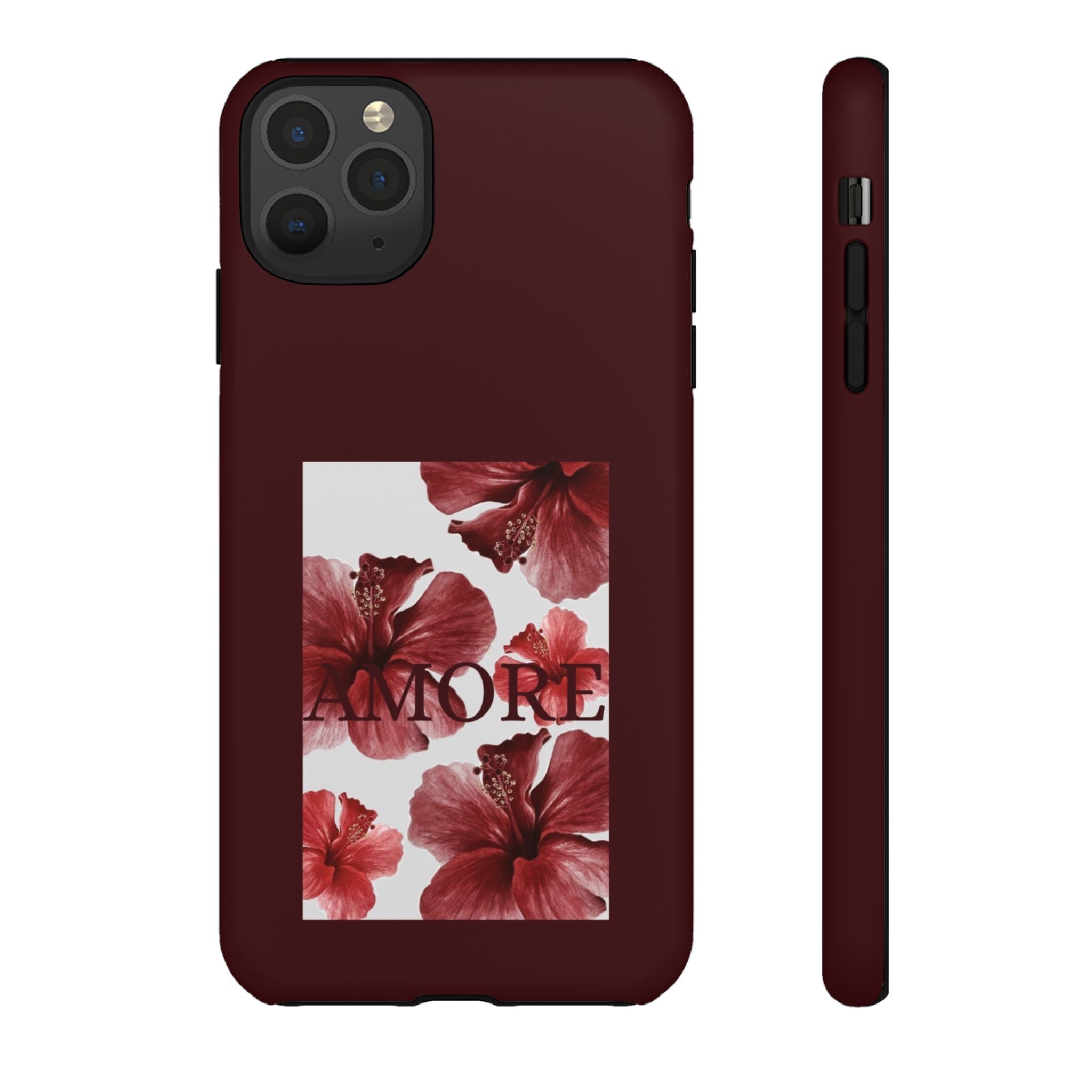 Amore Floral Phone Case — Burgundy Tough Protective Cover