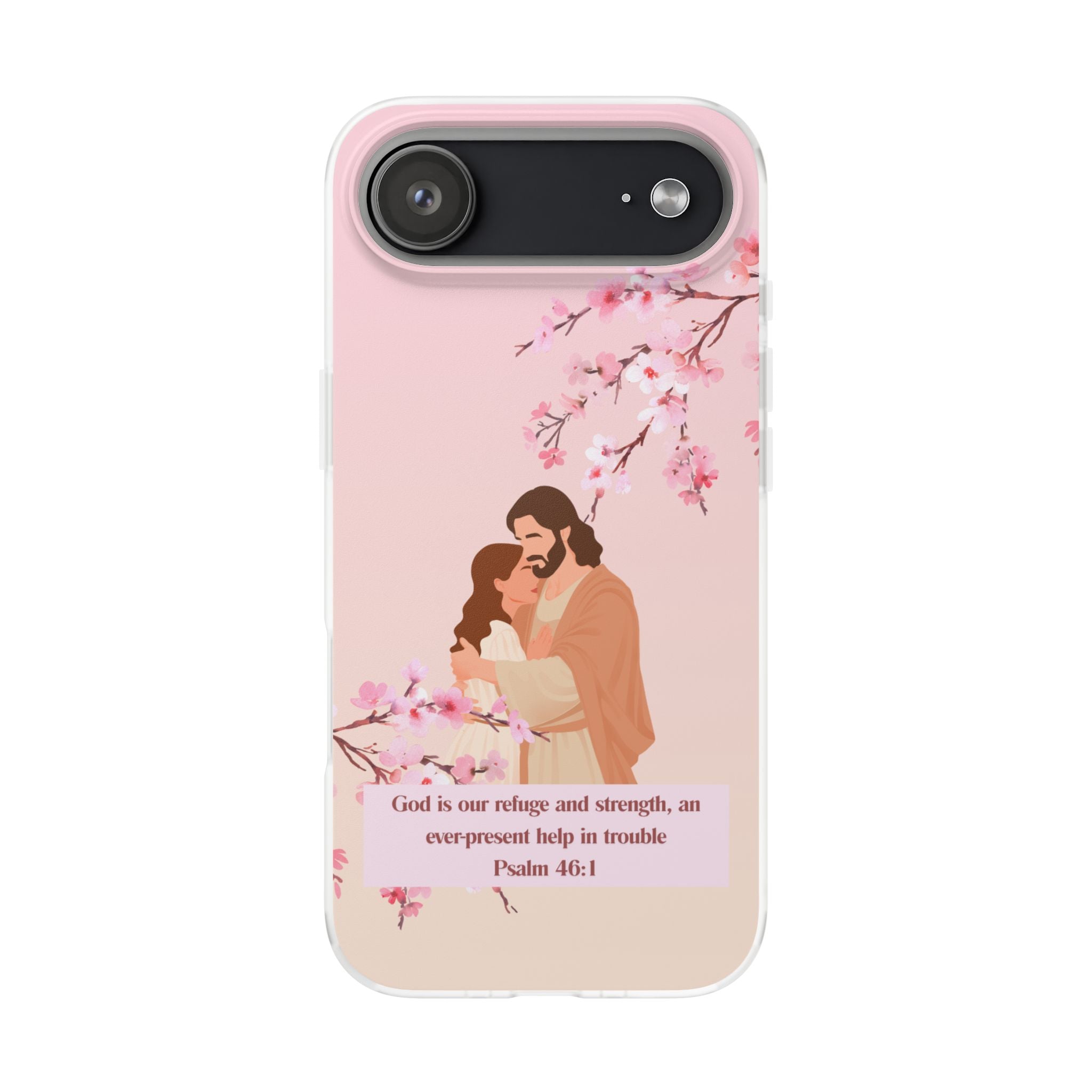 God Is Our Refuge – Psalm 46:1 Cherry Blossom Christian Flexi Phone Case