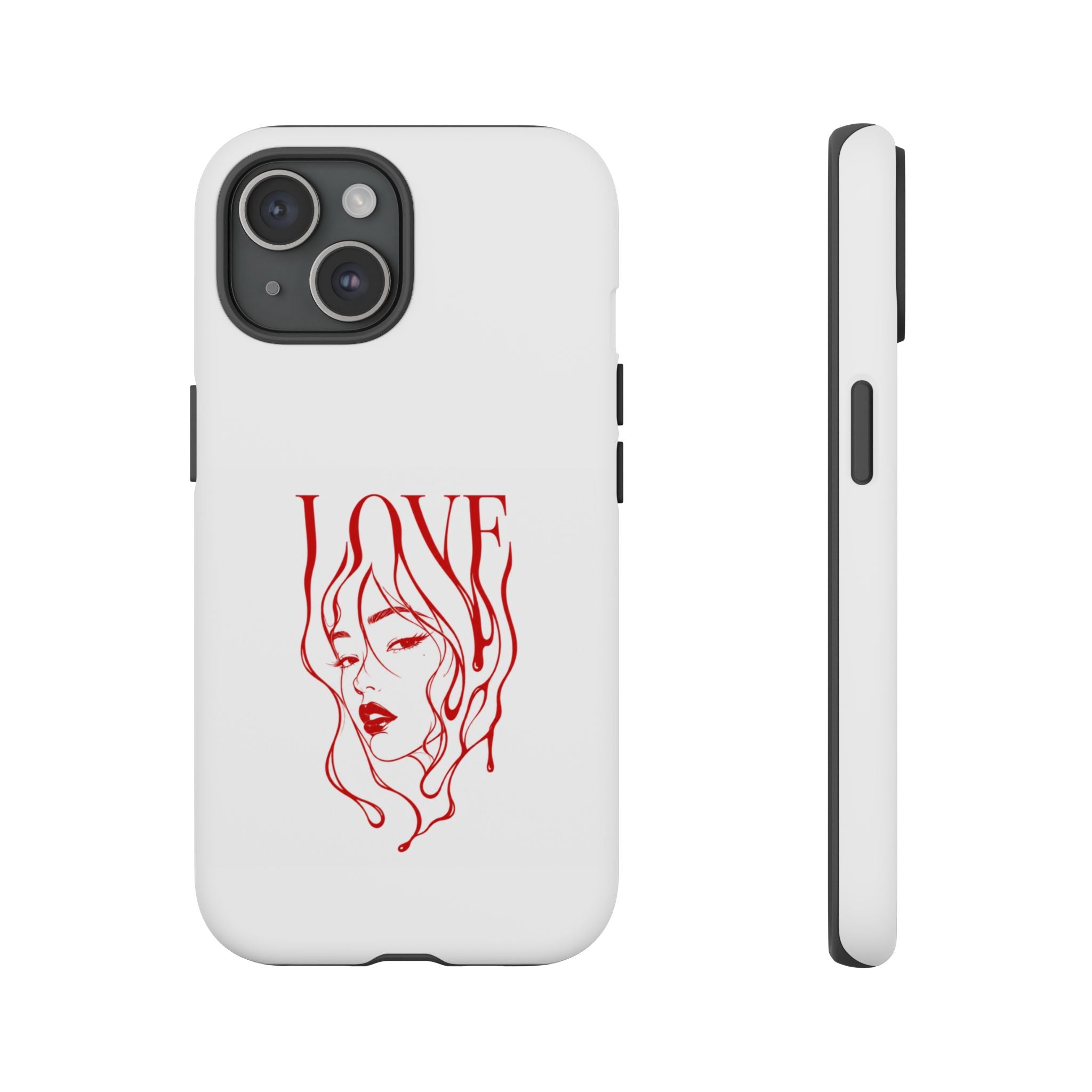 Red Line Art 'Love' Face Design - Tough Case