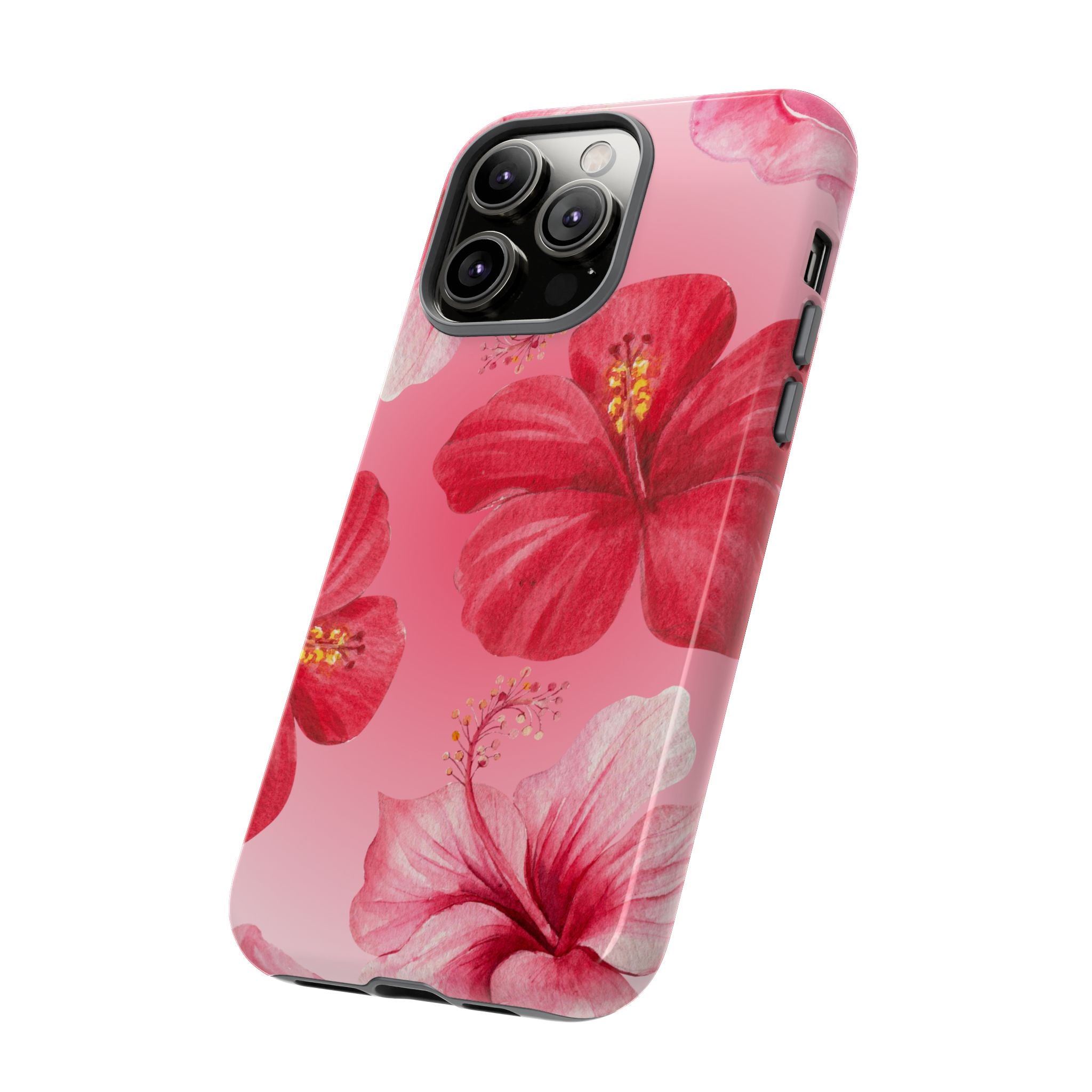 Hibiscus Pink Tough Phone Case — Floral Tropical Protective Cover