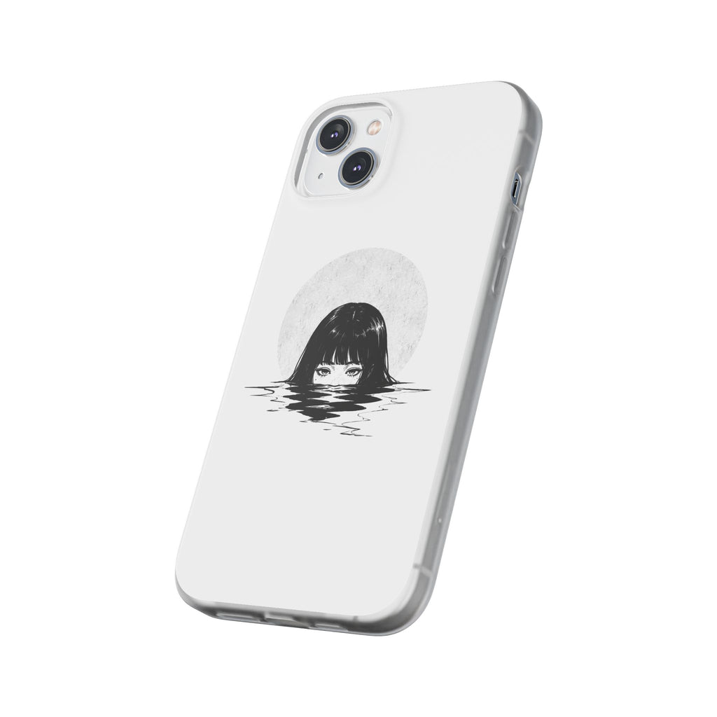 Minimalist Creepy Girl Moon Design