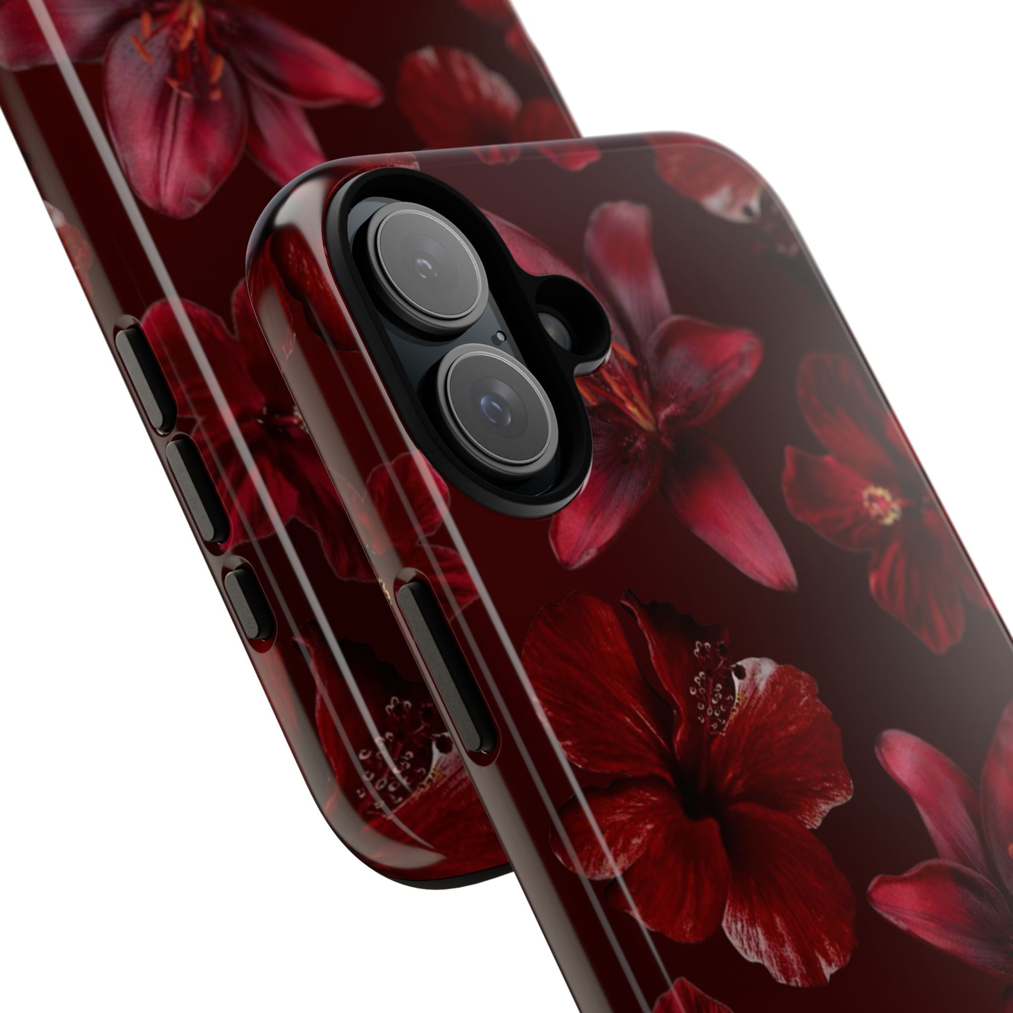 Tough Cases - Dark Red Floral Phone Case