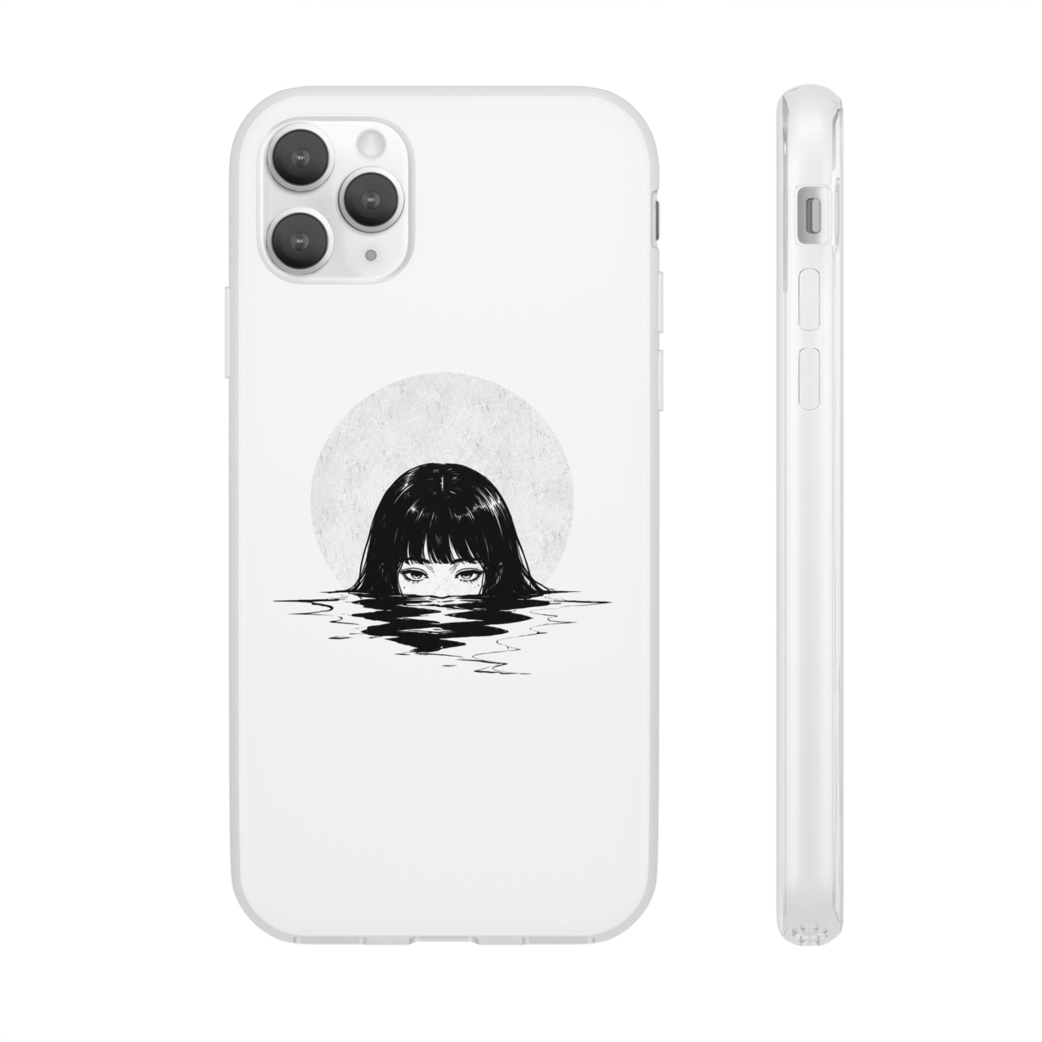 Minimalist Creepy Girl Moon Design