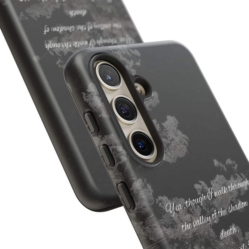 Bible Verse Phone Case — Psalm 23:4 Comfort Black Protective Cover