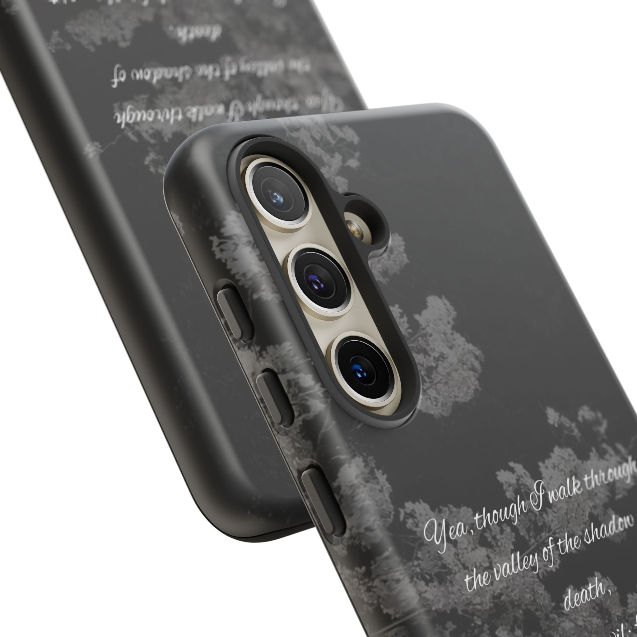 Bible Verse Phone Case — Psalm 23:4 Comfort Black Protective Cover