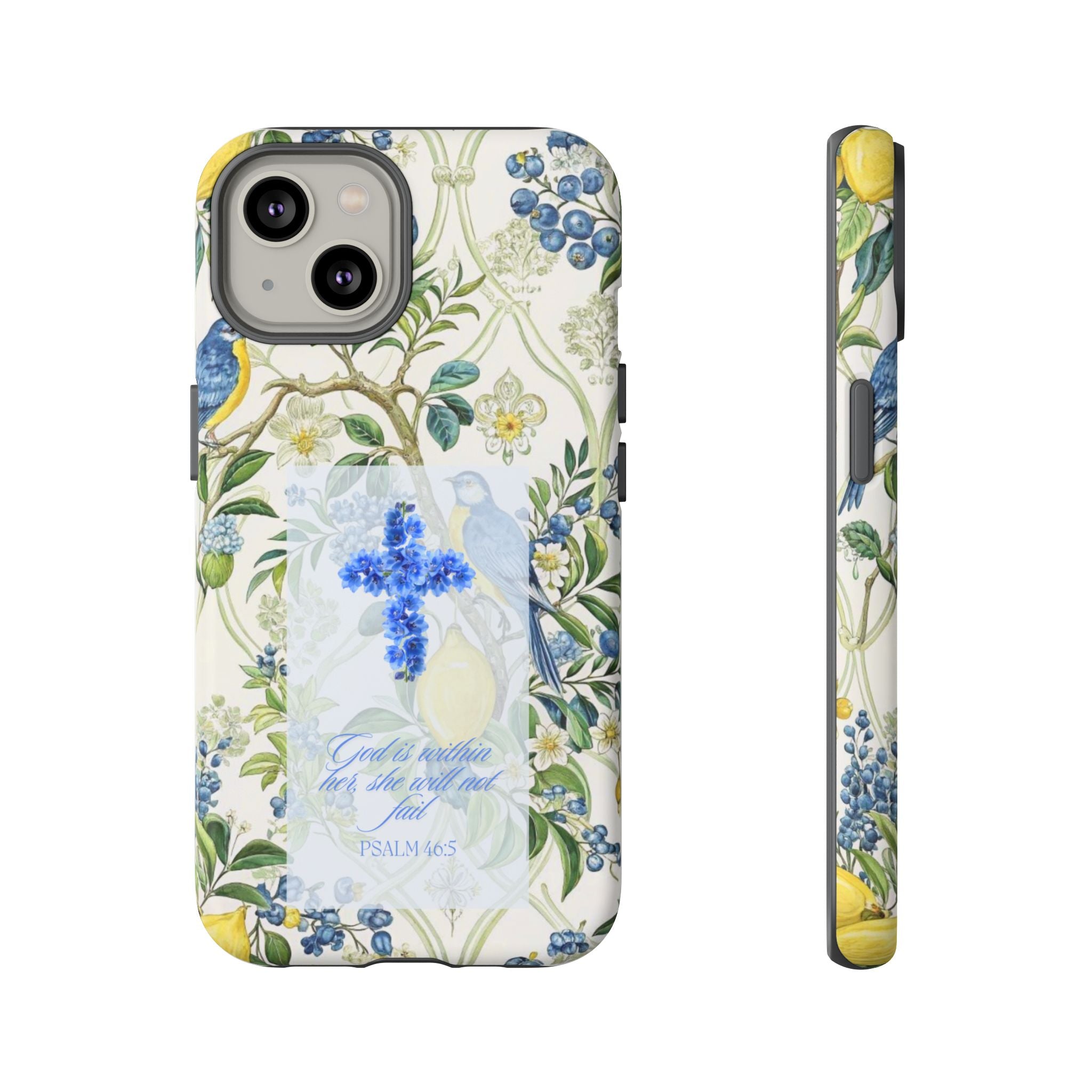 Floral Cross Tough Phone Case — Psalms Blessing Protective Cover