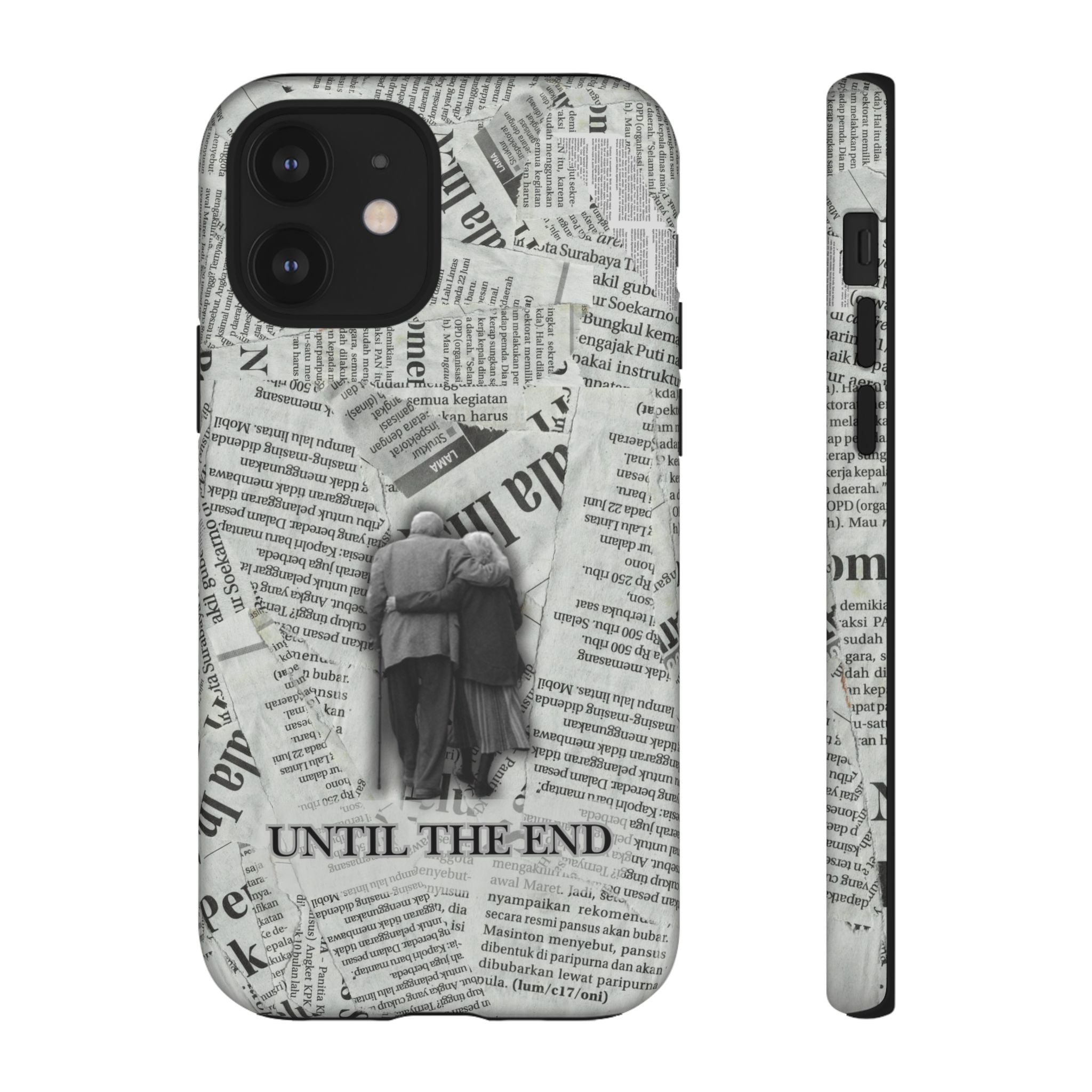 Until the End Newspaper Collage Phone Case