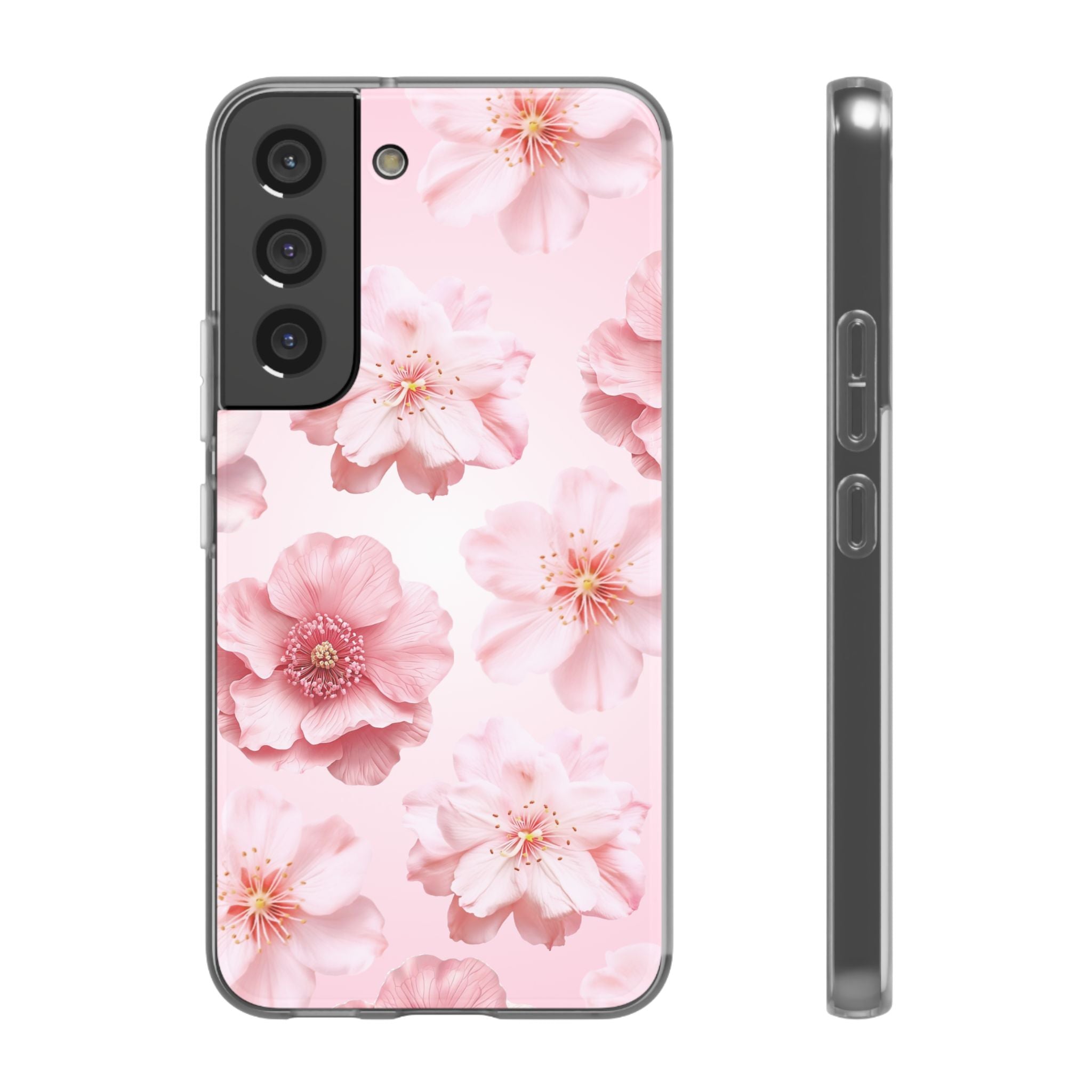 Pink Cherry Blossom Phone Case — Floral Slim Flexi Case for iPhone