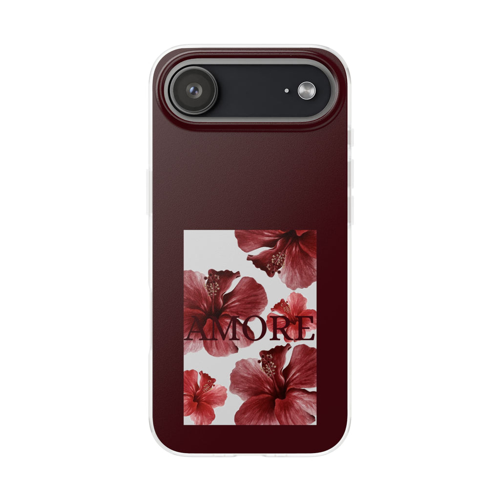 Floral Amore Phone Case — Burgundy Hibiscus Flexible Protection