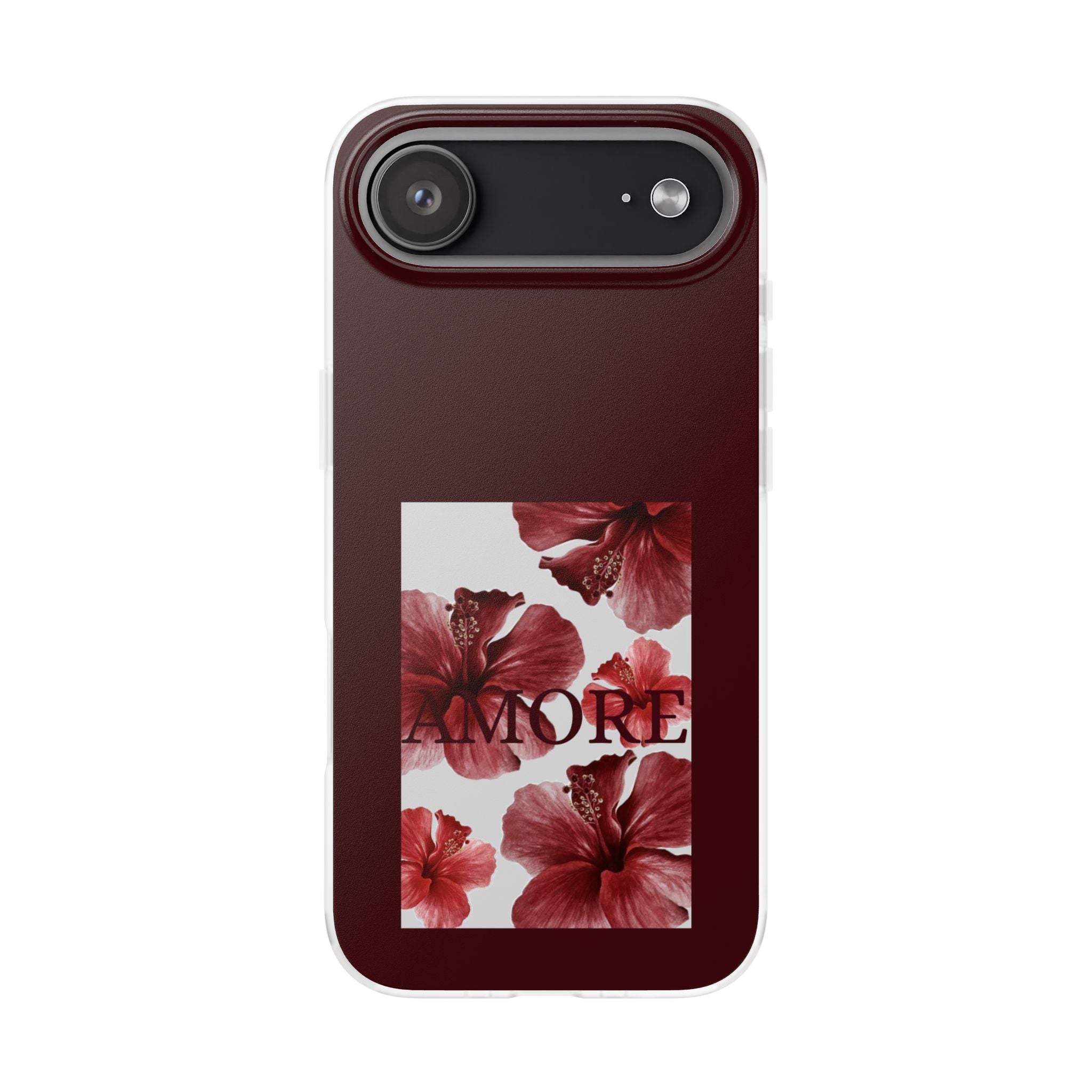 Floral Amore Phone Case — Burgundy Hibiscus Flexible Protection