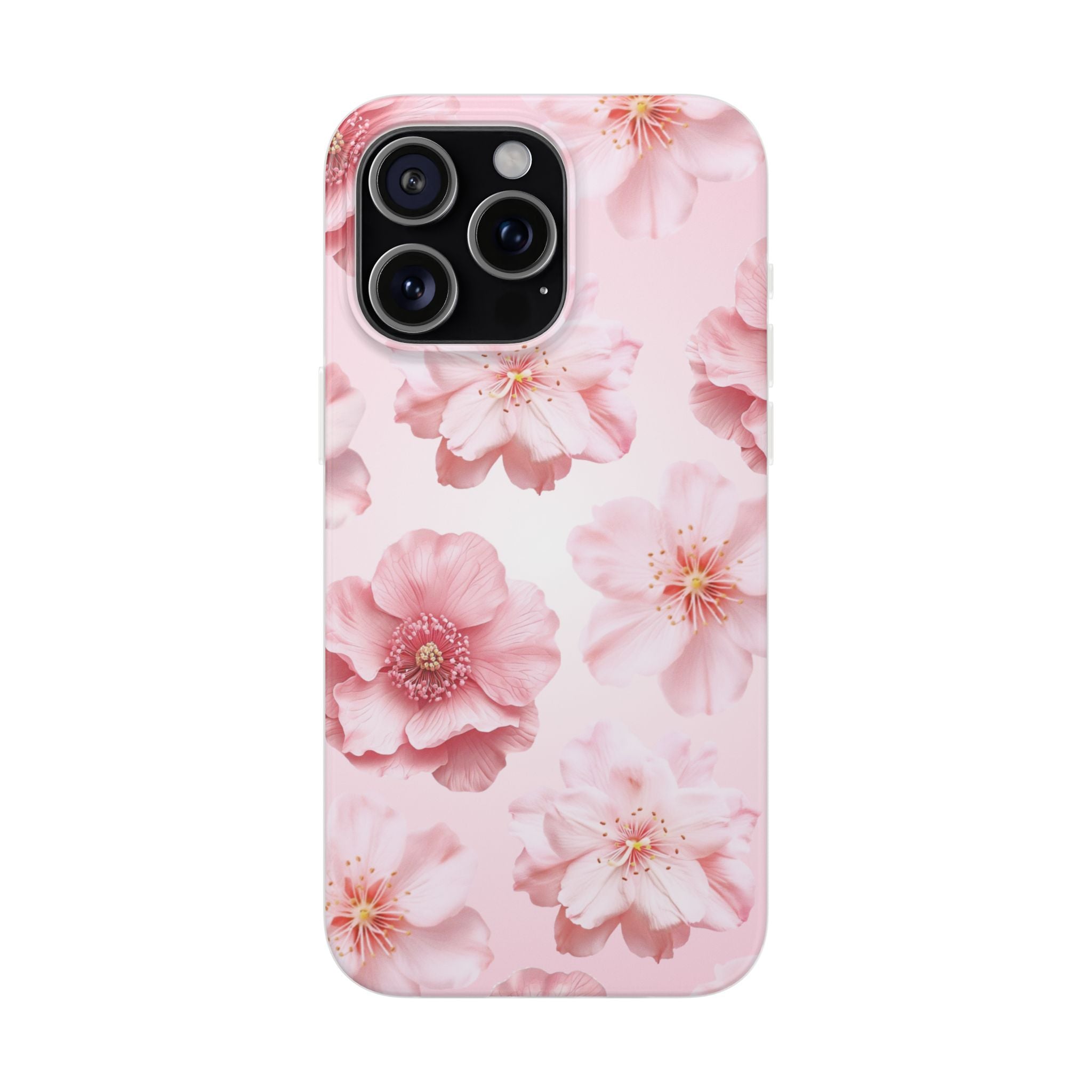 Pink Cherry Blossom Phone Case — Floral Slim Flexi Case for iPhone
