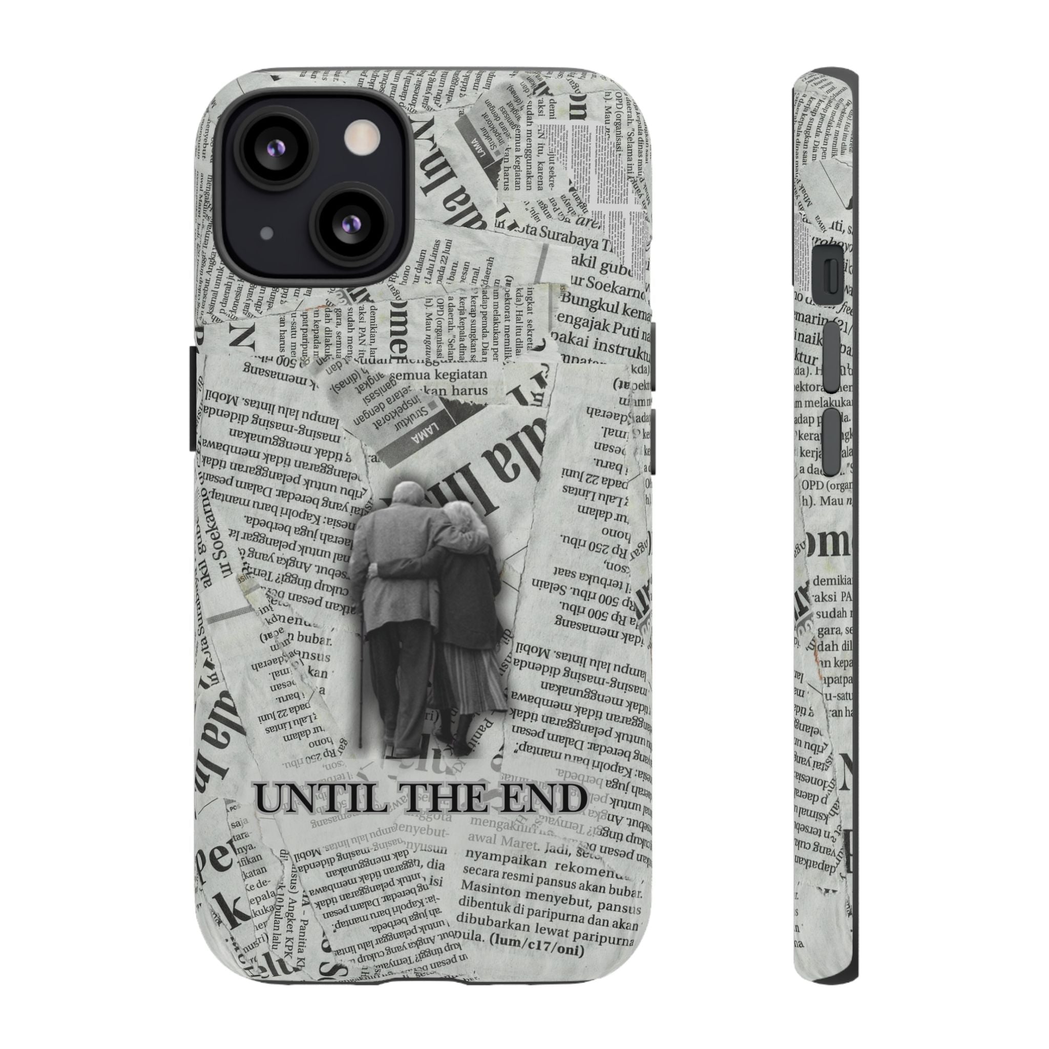 Until the End Newspaper Collage Phone Case
